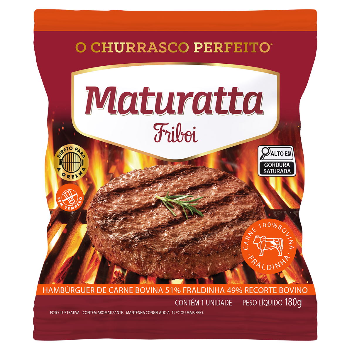 Hamb&uacute;rguer Bovino 51% Fraldinha Maturatta Friboi Pacote 180g