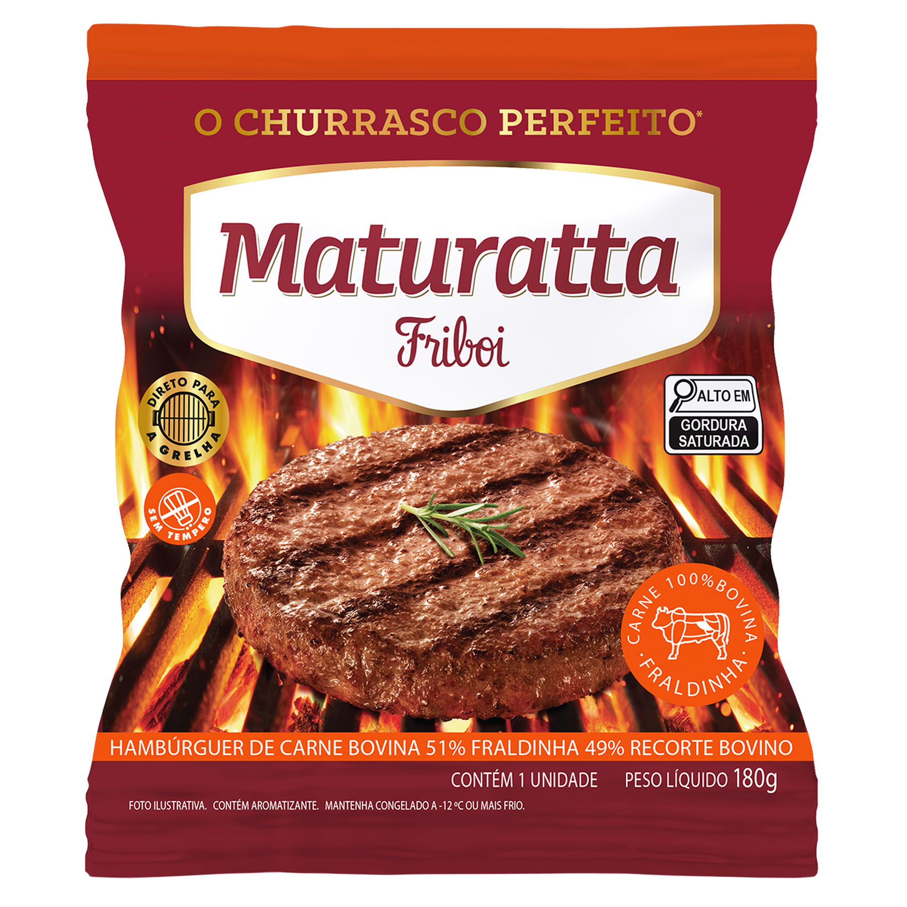 Hambúrguer Bovino 51% Fraldinha Maturatta Friboi Pacote 180g