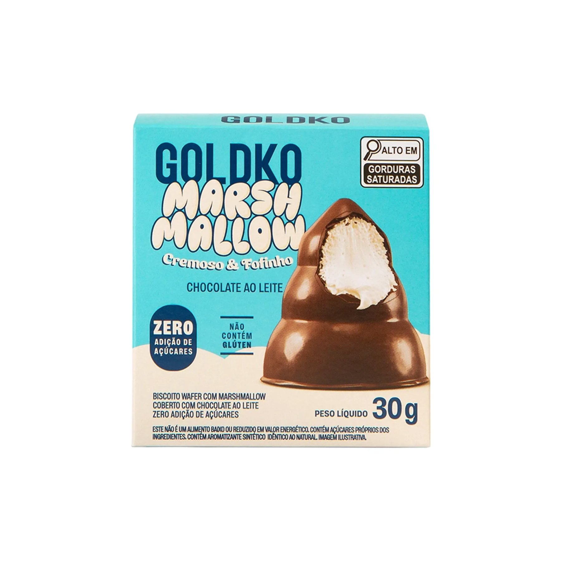 Wafer Marshmallow Cobertura Chocolate ao Leite Goldko Caixa 30g