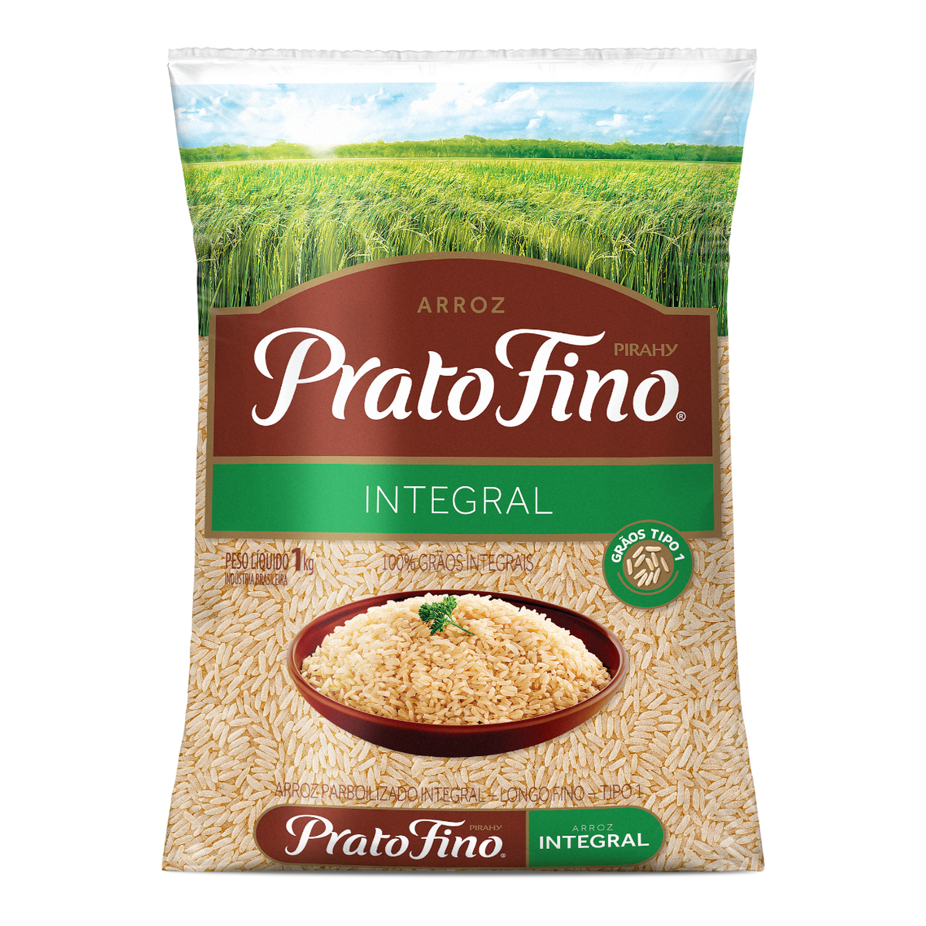 Arroz Parboilizado Integral Prato Fino Tipo 1 Pacote 1kg