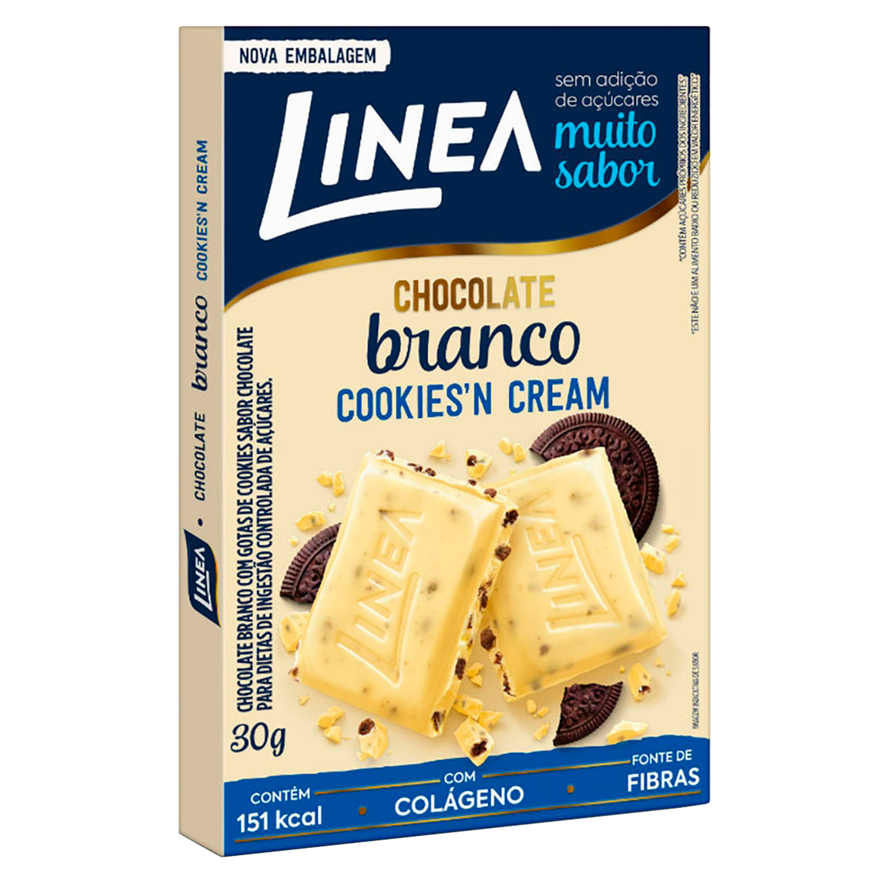 Chocolate Branco Sem A&ccedil;&uacute;car Cookies'n Cream Linea Caixa 30g
