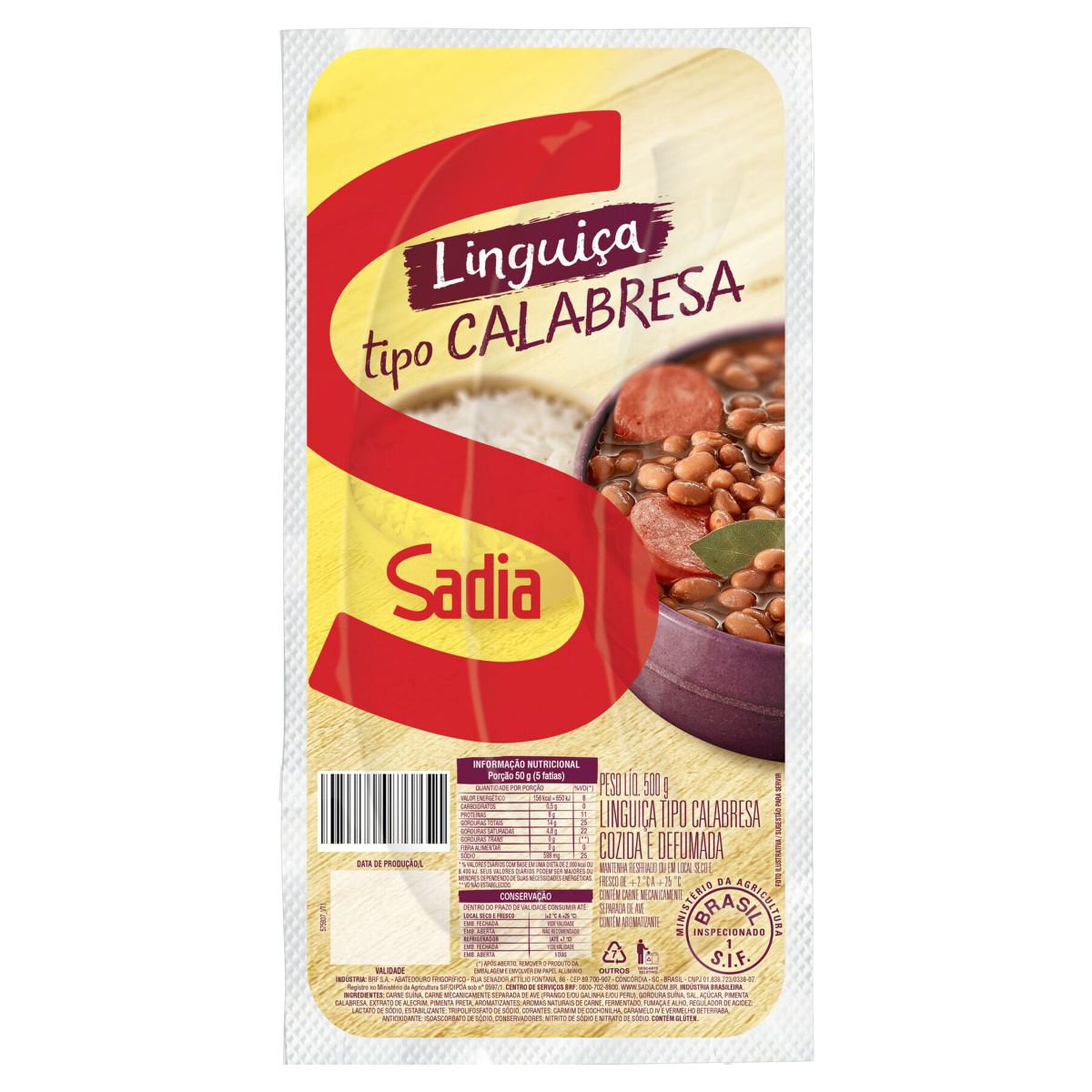 Lingui&ccedil;a Calabresa Cozida e Defumada Sadia 500g