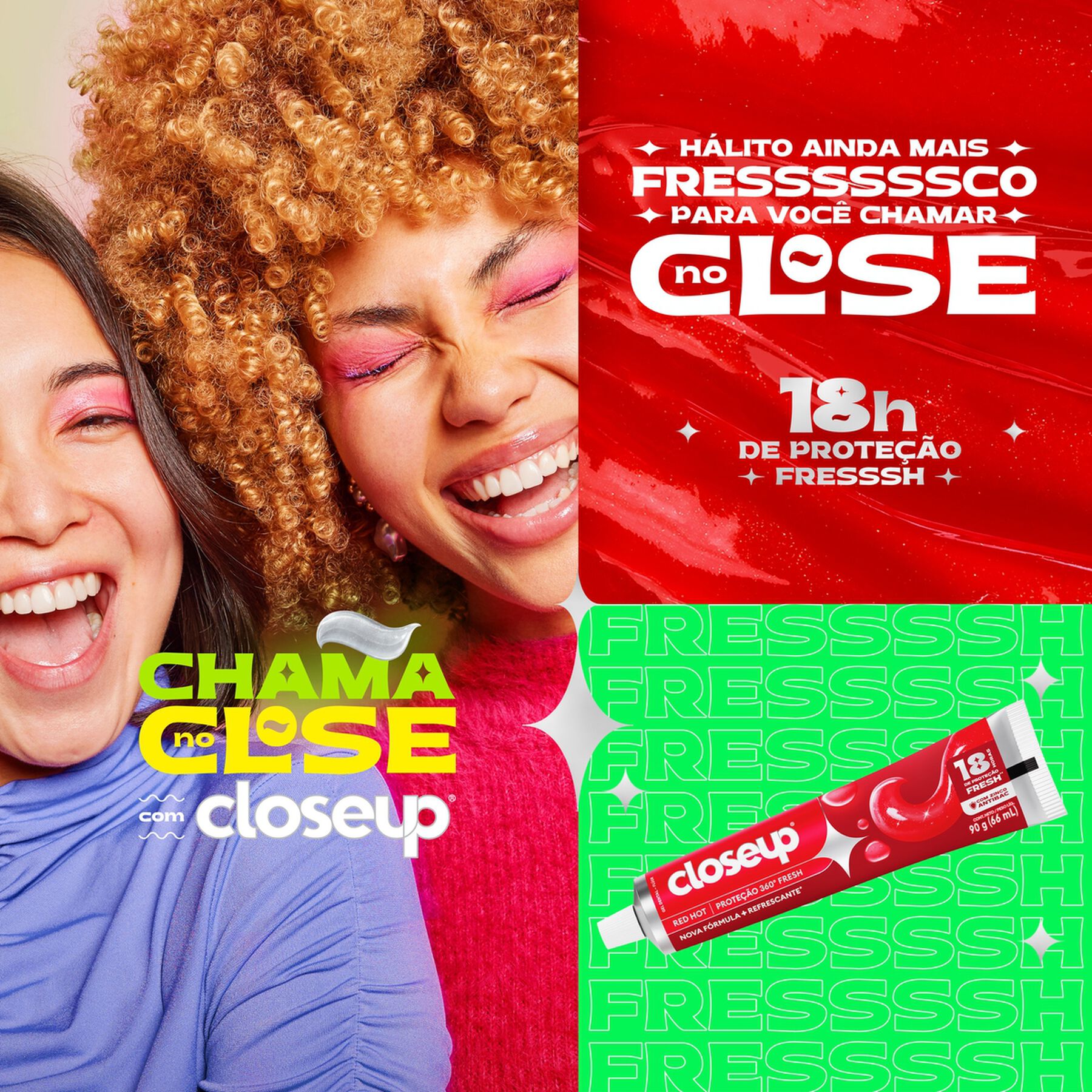 Gel Dental Red Hot Closeup Prote&ccedil;&atilde;o 360&deg; Fresh Caixa 90g