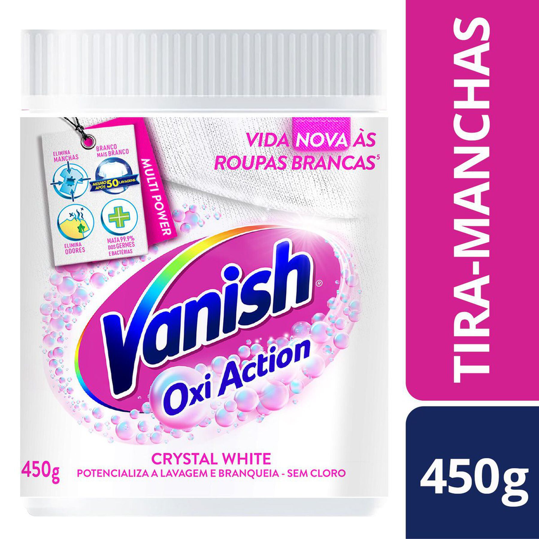 Tira-Manchas em Pó Roupas Brancas Crystal White Vanish Oxi Action Pote 450g
