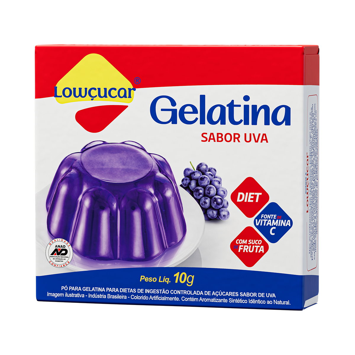 Gelatina em P&oacute; Uva Zero A&ccedil;&uacute;car Low&ccedil;ucar Caixa 10g