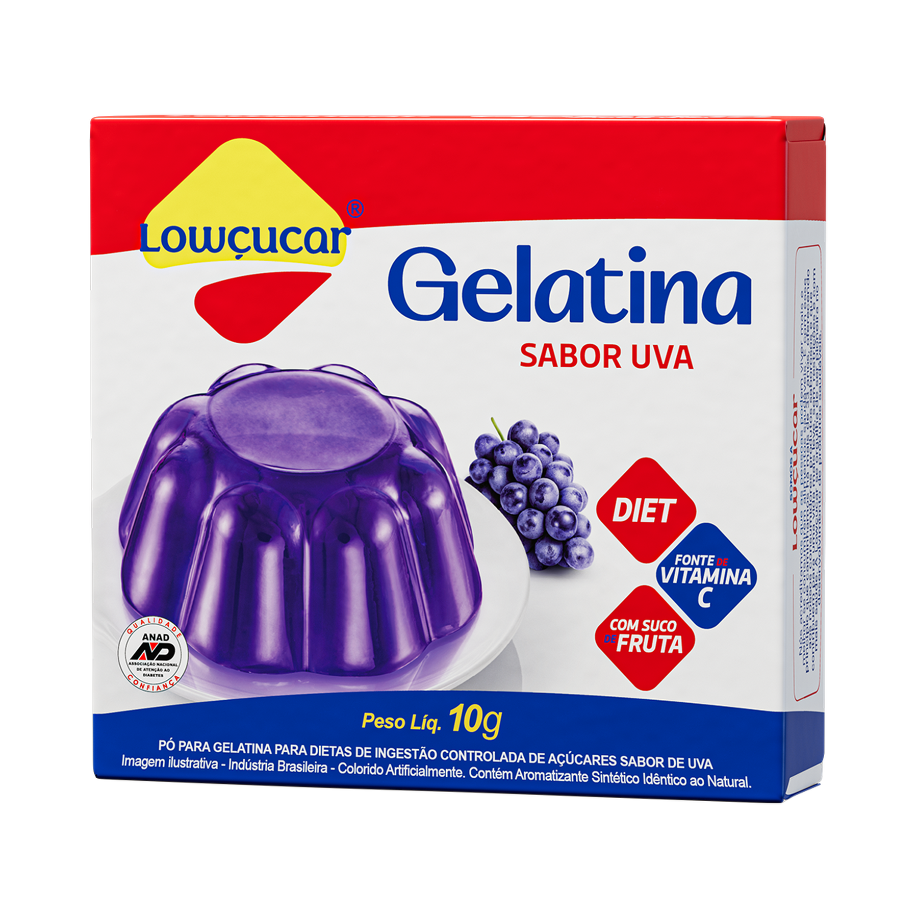 Gelatina em Pó Uva Zero Açúcar Lowçucar Caixa 10g