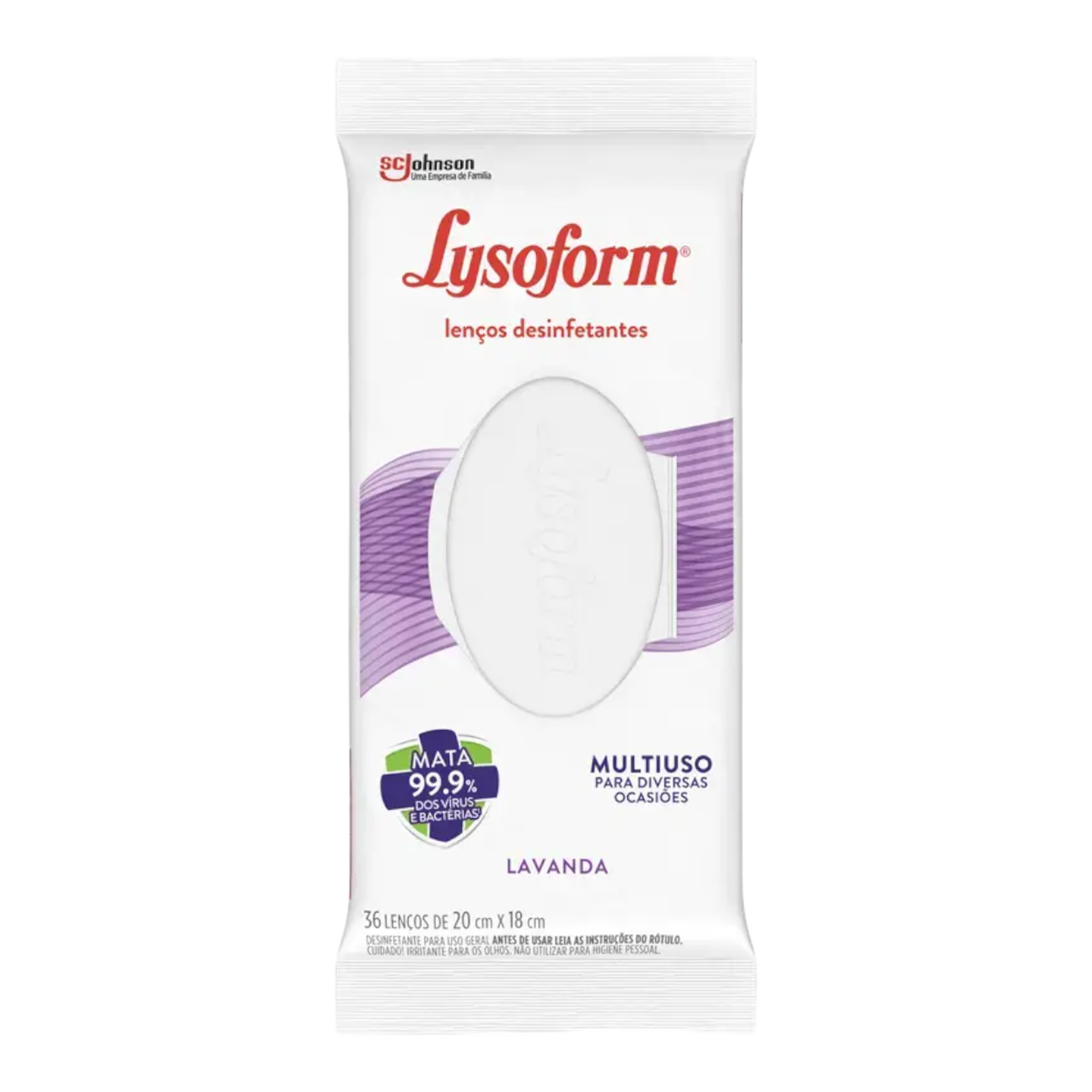 Len&ccedil;o Umedecido Desinfetante Lavanda Lysoform Pacote 36 Unidades
