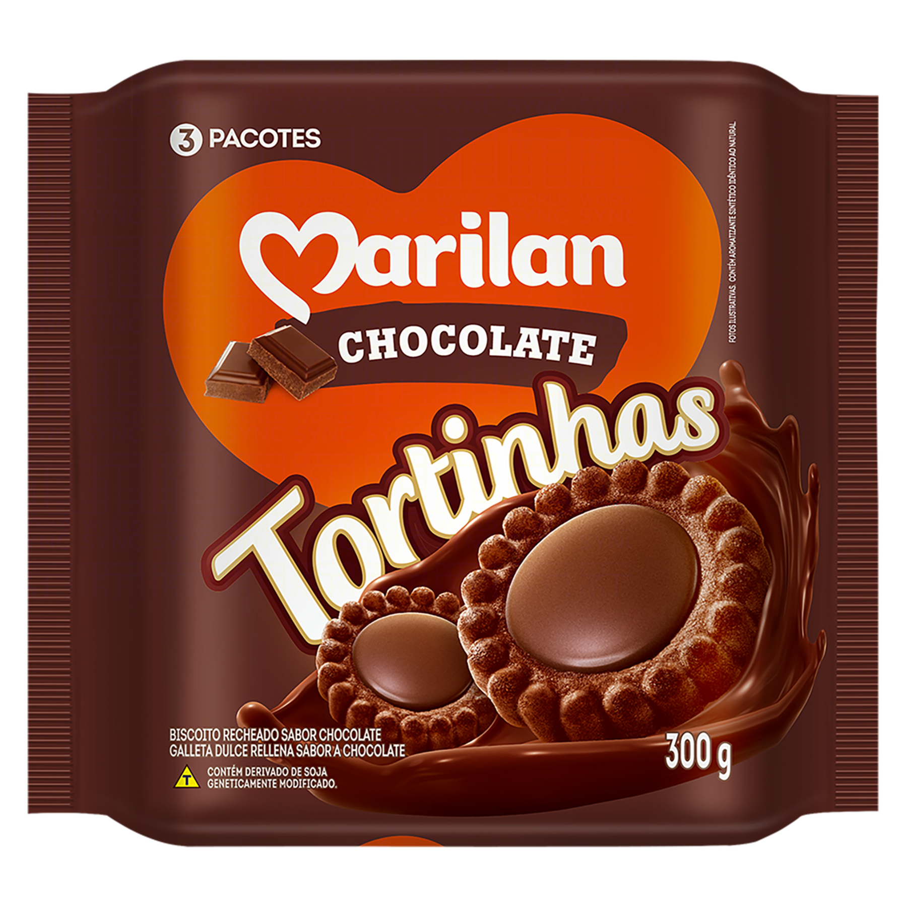 Biscoito Recheado Chocolate Tortinhas Marilan Pacote 300g