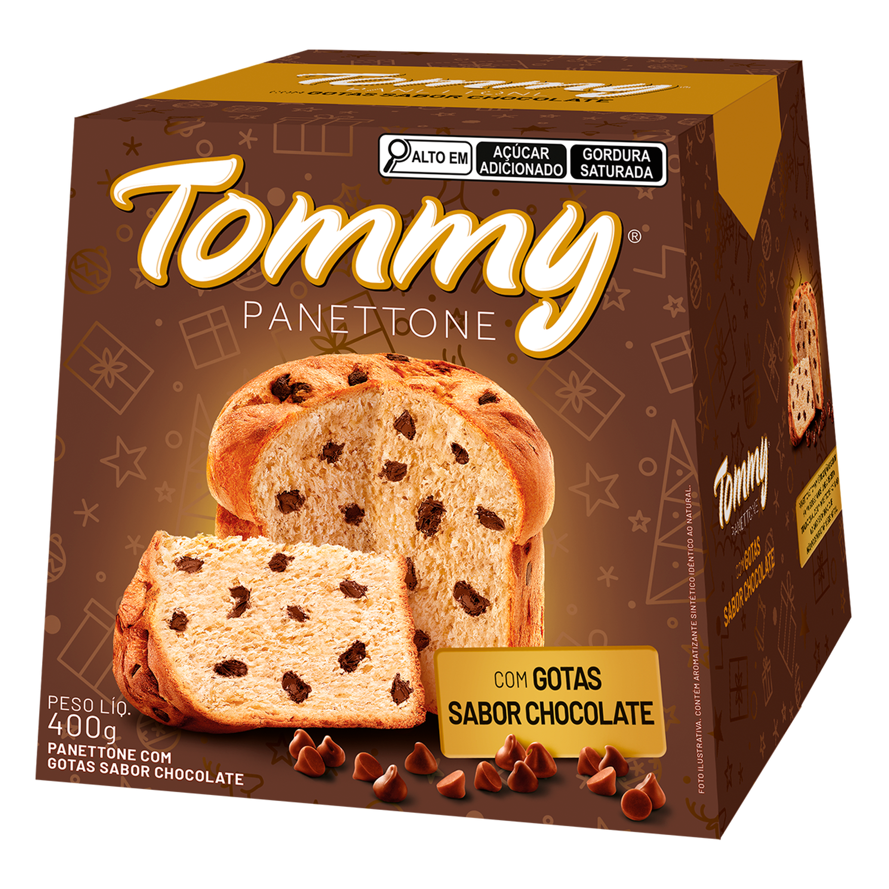 Panettone com Gotas de Chocolate Tommy Caixa 400g