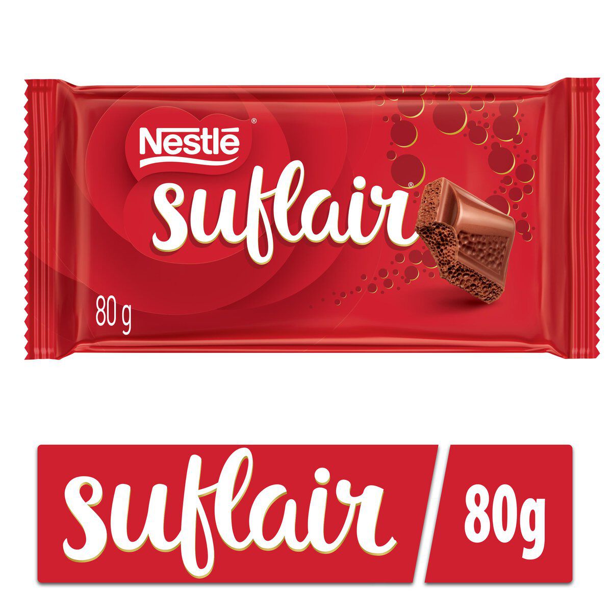 Barra de Chocolate ao Leite Aerado Nestl&eacute; Suflair Pacote 80g