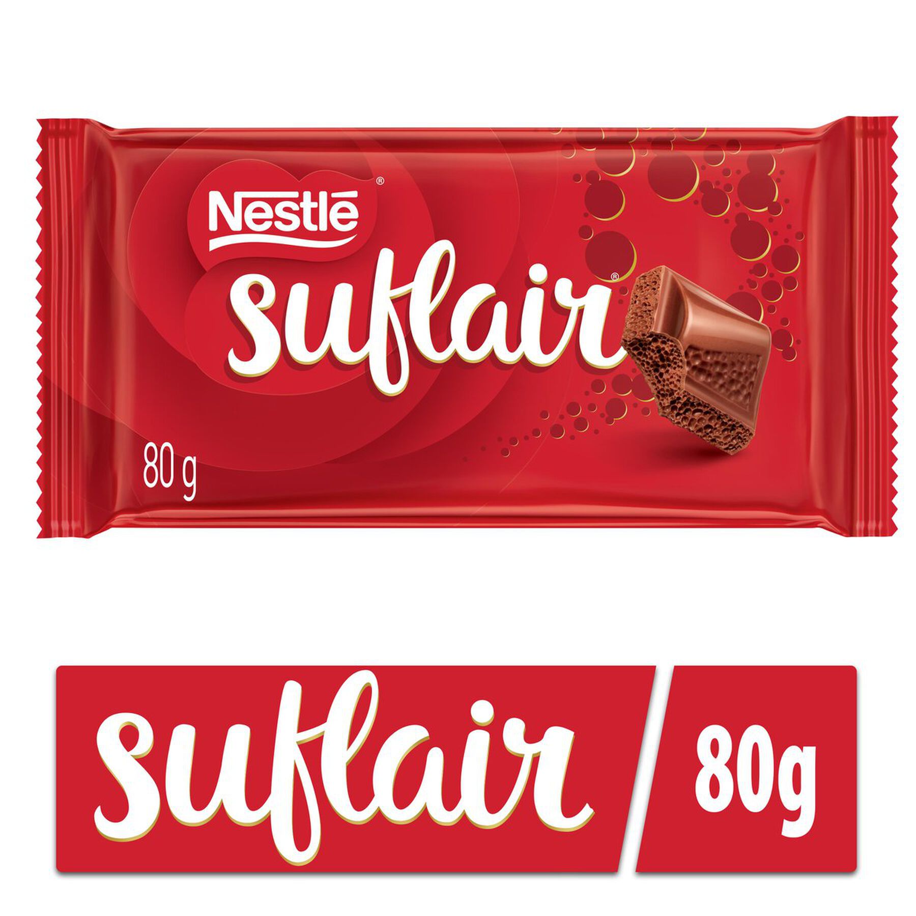 Barra de Chocolate ao Leite Aerado Nestlé Suflair Pacote 80g