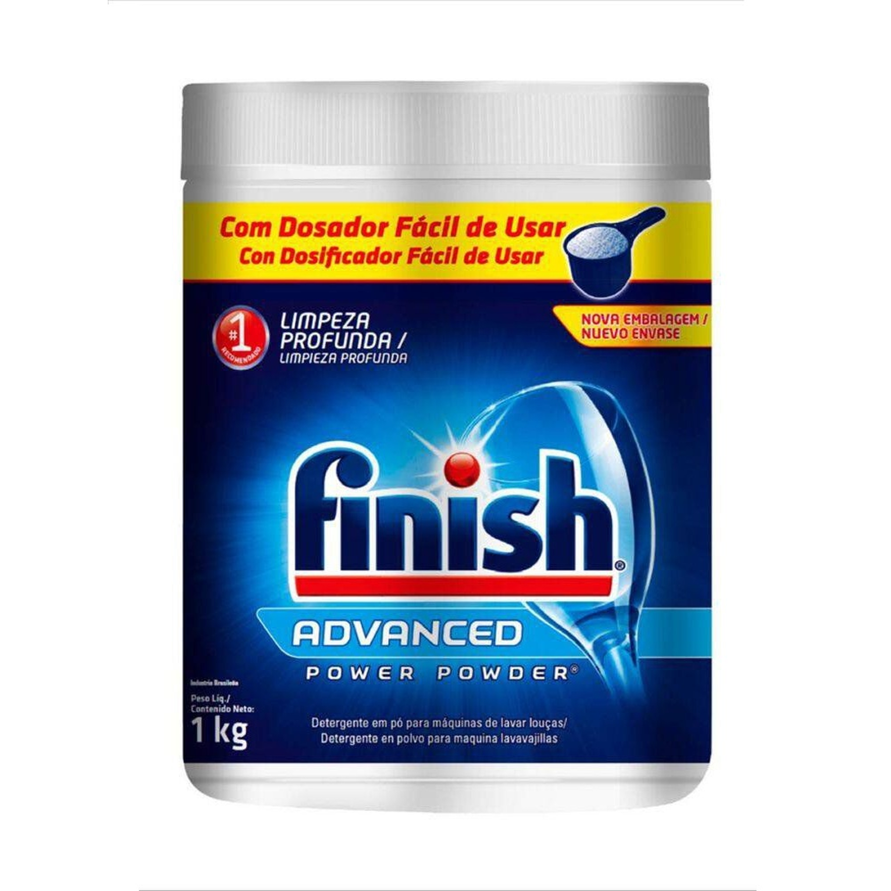 Detergente em P&oacute; para M&aacute;quina de Lavar Lou&ccedil;as Finish Power Powder Advanced Pote 1kg&nbsp;