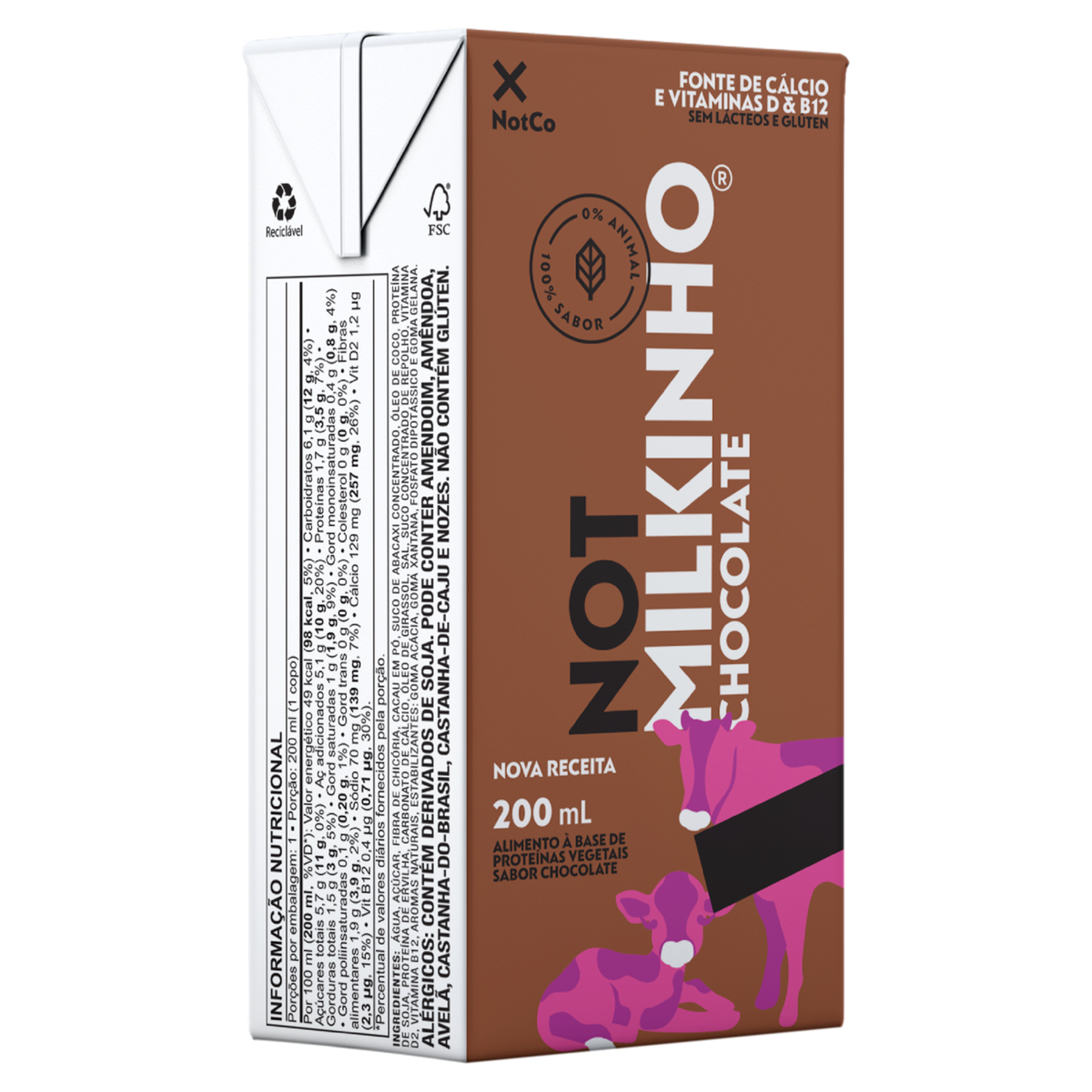 Bebida Vegetal Chocolate Not Milkinho Caixa 200ml