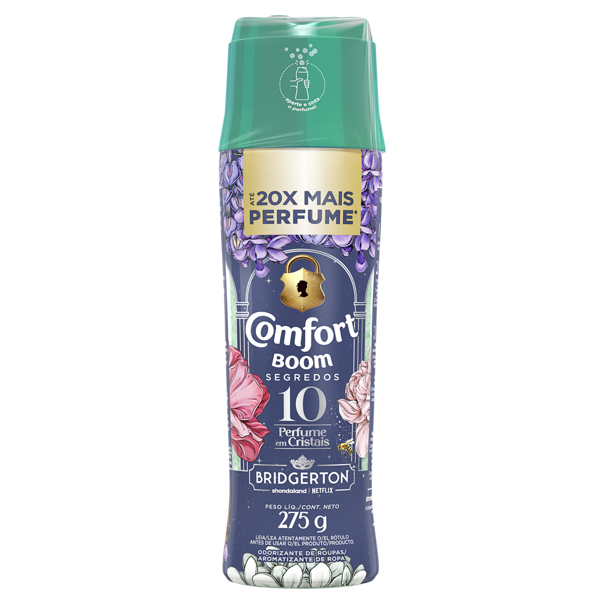 Odorizante de Roupas Bridgerton Segredos 10 Perfume em Cristais Comfort Boom Frasco 275g