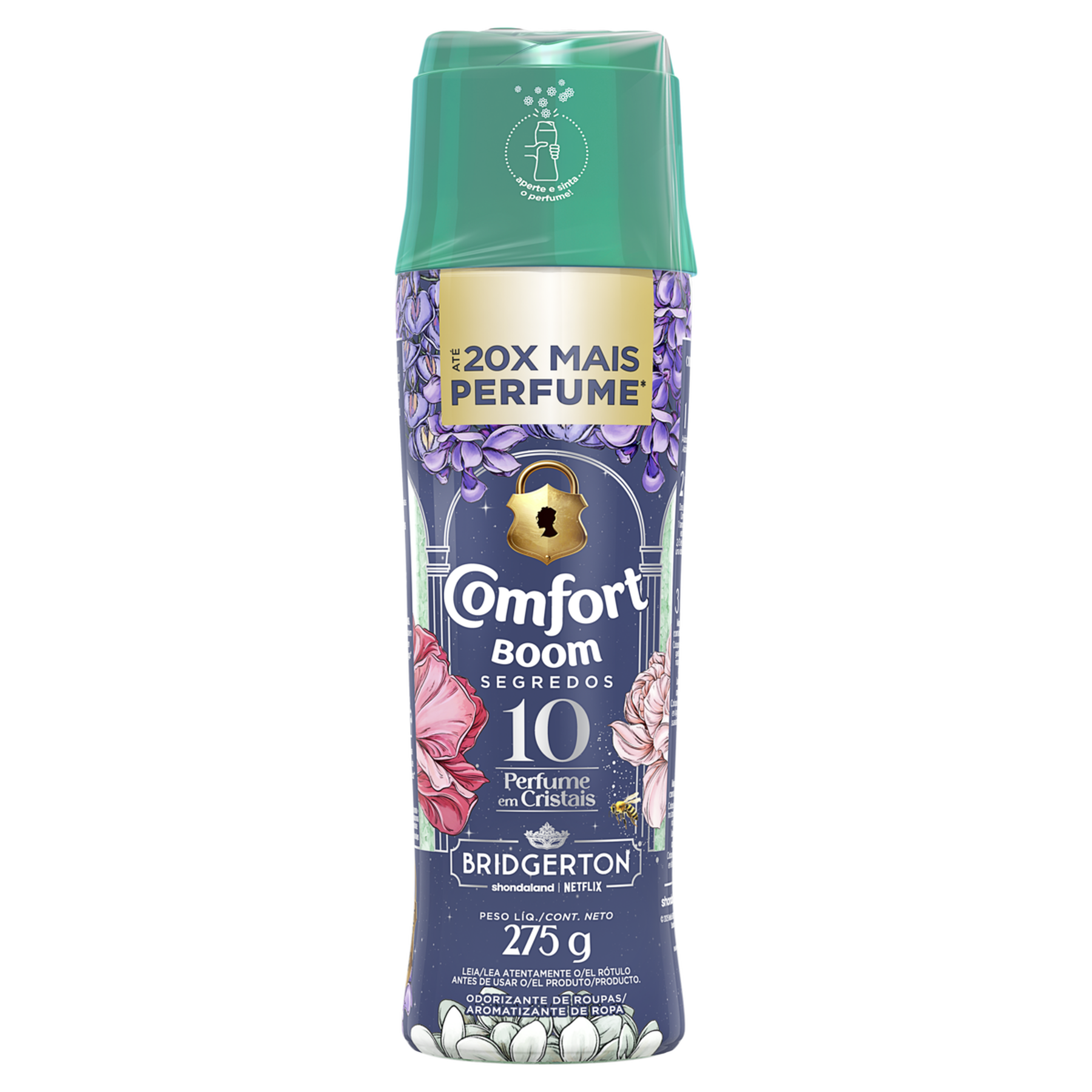 Odorizante de Roupas Bridgerton Segredos 10 Perfume em Cristais Comfort Boom Frasco 275g