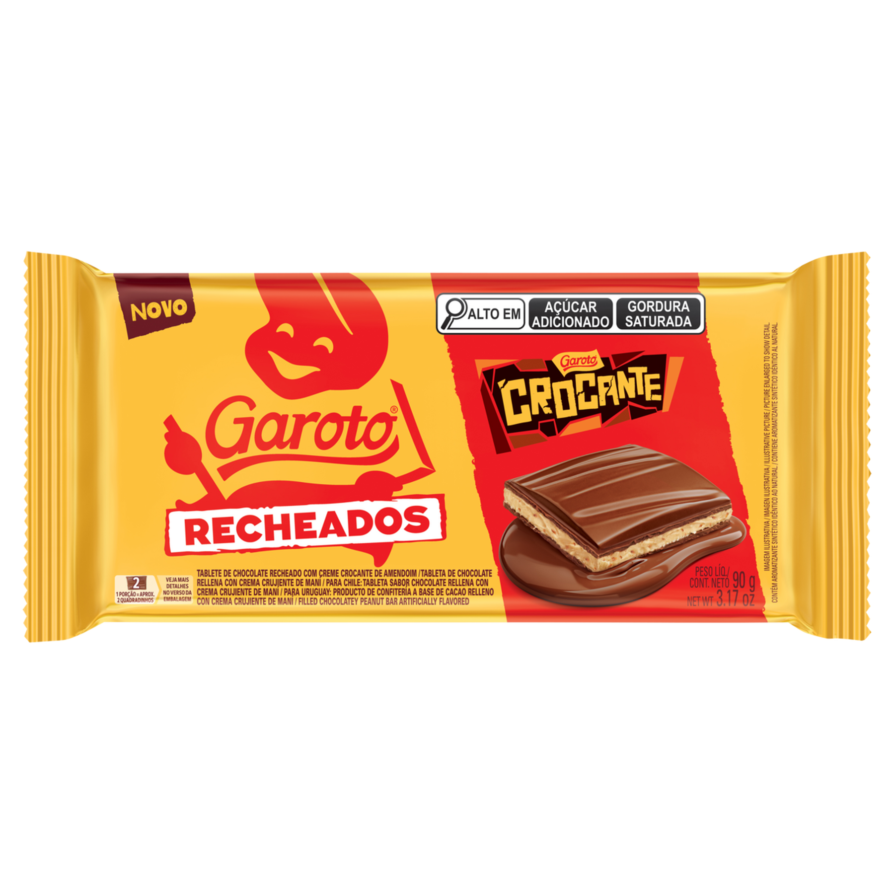 Chocolate Recheio Crocante Garoto Recheados Pacote 90g