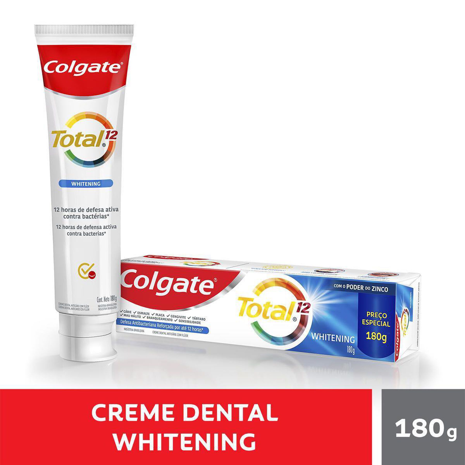 Creme Dental Para Branqueamento Colgate Total 12 Whitening 180g