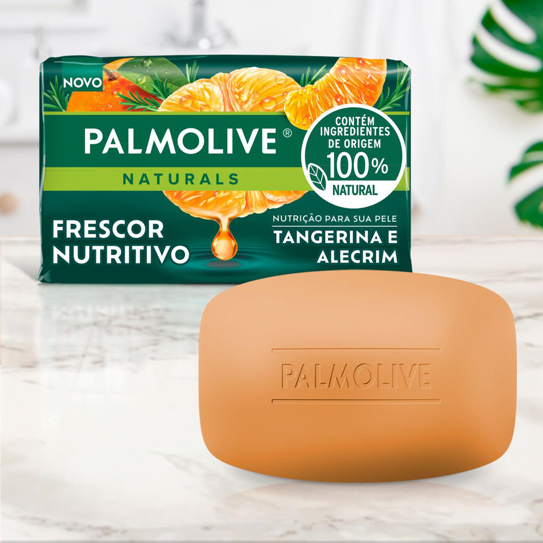 Sabonete em Barra Frescor Nutritivo Tangerina e Alecrim Palmolive Naturals Envoltório 150g - Embalagem Tamanho Familiar