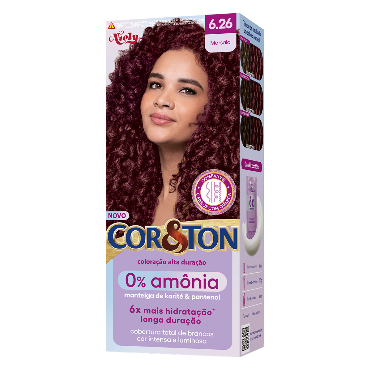 Tintura para Cabelo 0% Am&ocirc;nia Marsala 6.26 Cor&Ton
