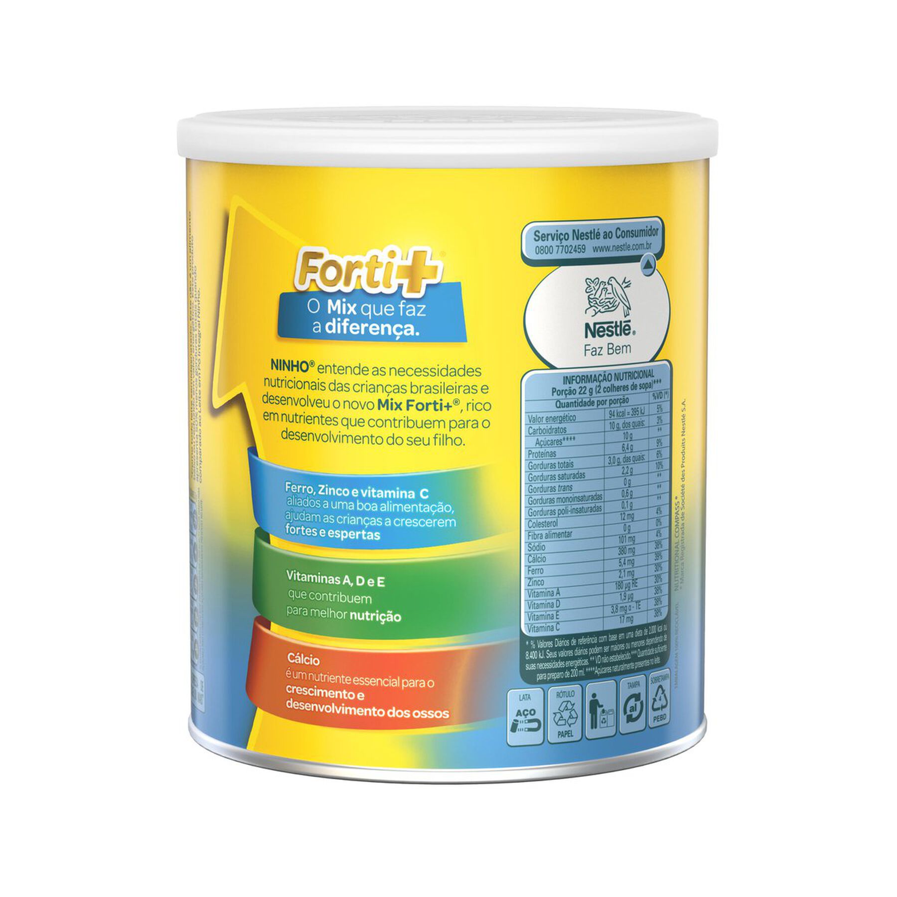 Leite em Pó Instantâneo Semidesnatado Levinho Ninho Forti+ Nestlé Lata 350g