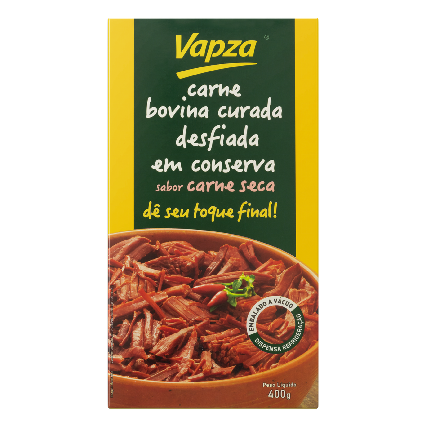 Carne Bovina Curada Desfiada em Conserva Carne Seca Vapza 400g