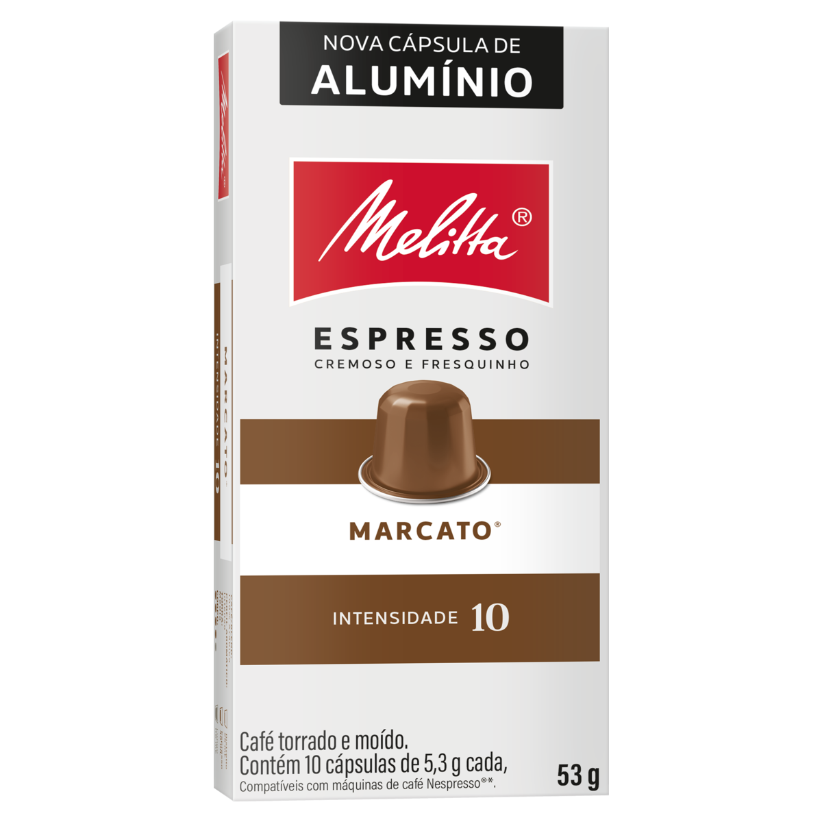 Caf&eacute; em C&aacute;psula Torrado e Mo&iacute;do Espresso Marcato Melitta Caixa 53g C/10 Unidades