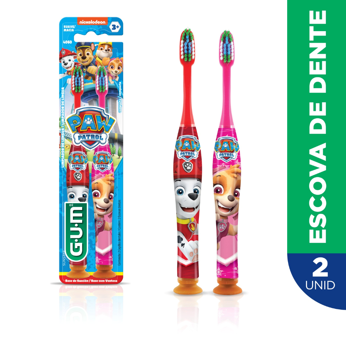 Escova Dental Infantil Macia Paw Patrol GUM C/2 Unidades