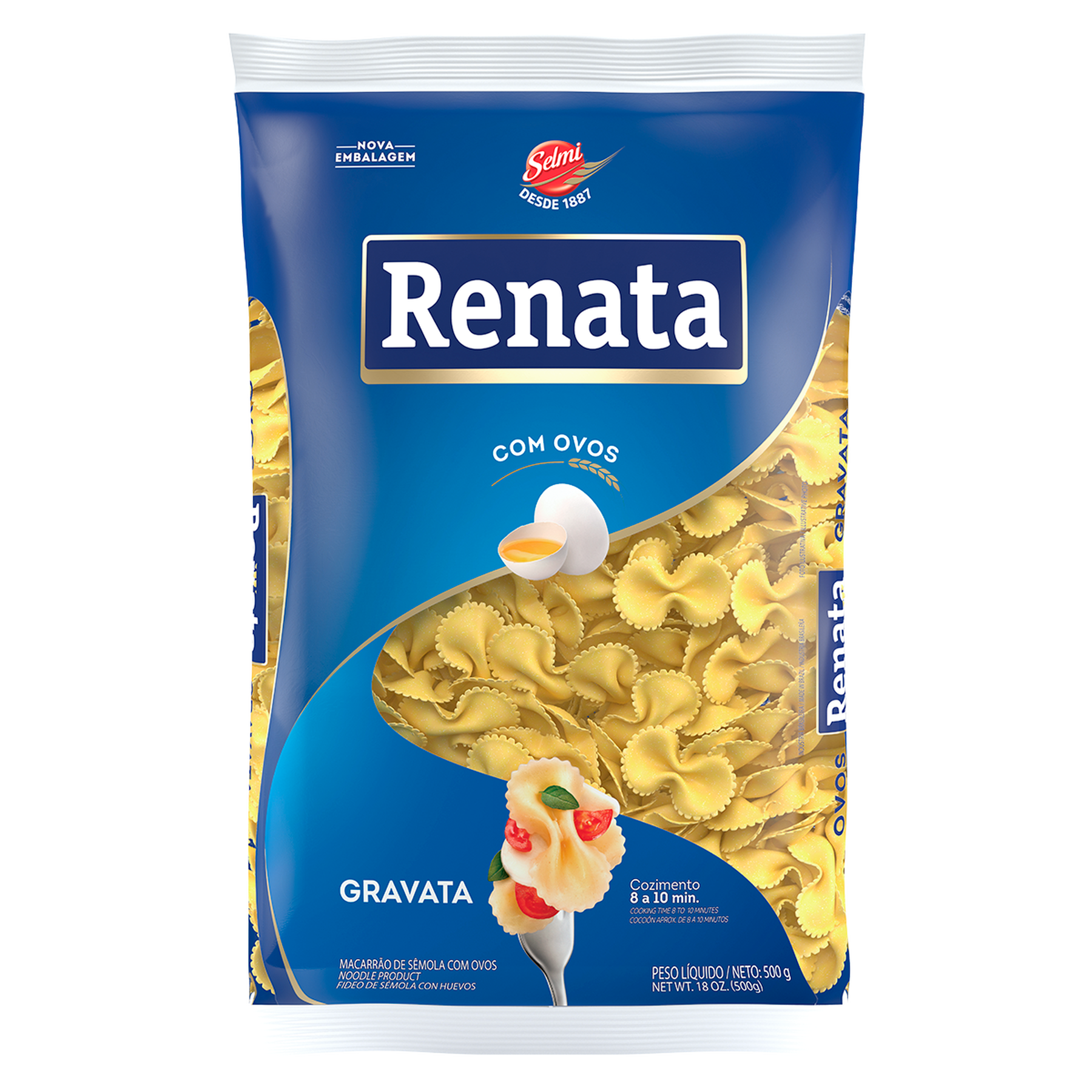 Macarrão de Sêmola com Ovos Gravata Renata Pacote 500g