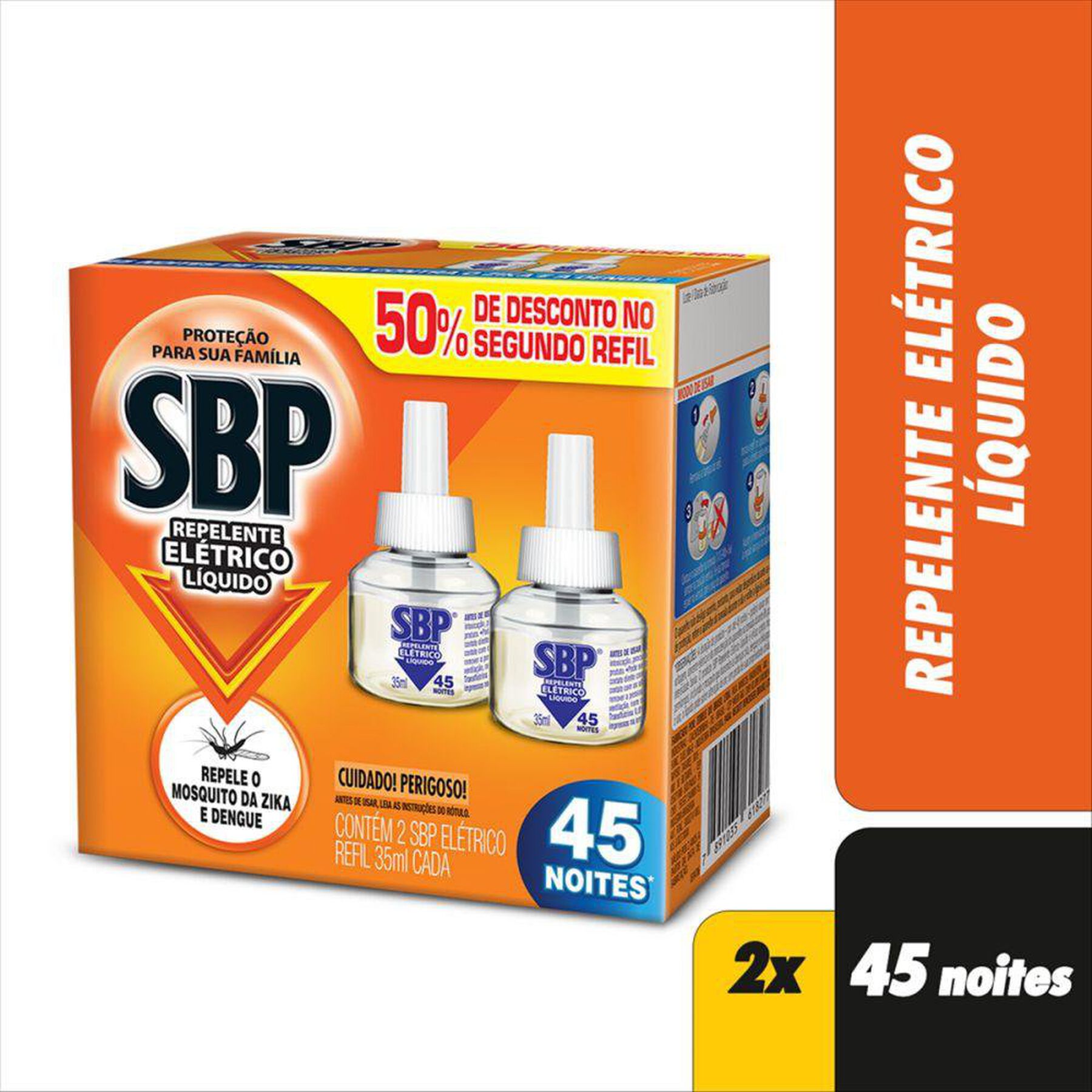 Repelente El&eacute;trico L&iacute;quido SBP Caixa 2 Unidades 35ml Cada Gr&aacute;tis 50% de Desconto no 2&deg; Refil