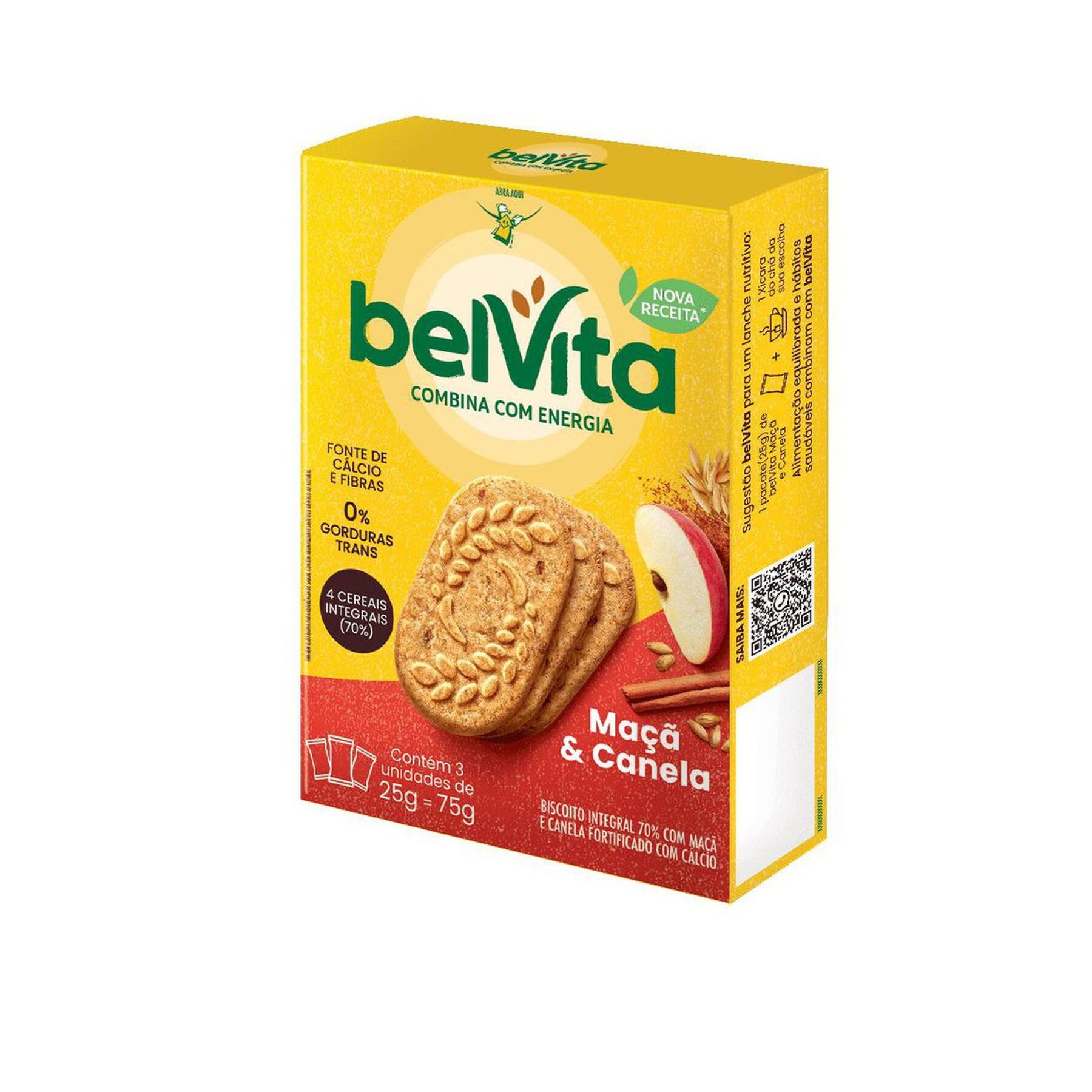 Biscoito Integral Ma&ccedil;&atilde; & Canela Belvita Caixa 75g 3 Unidades