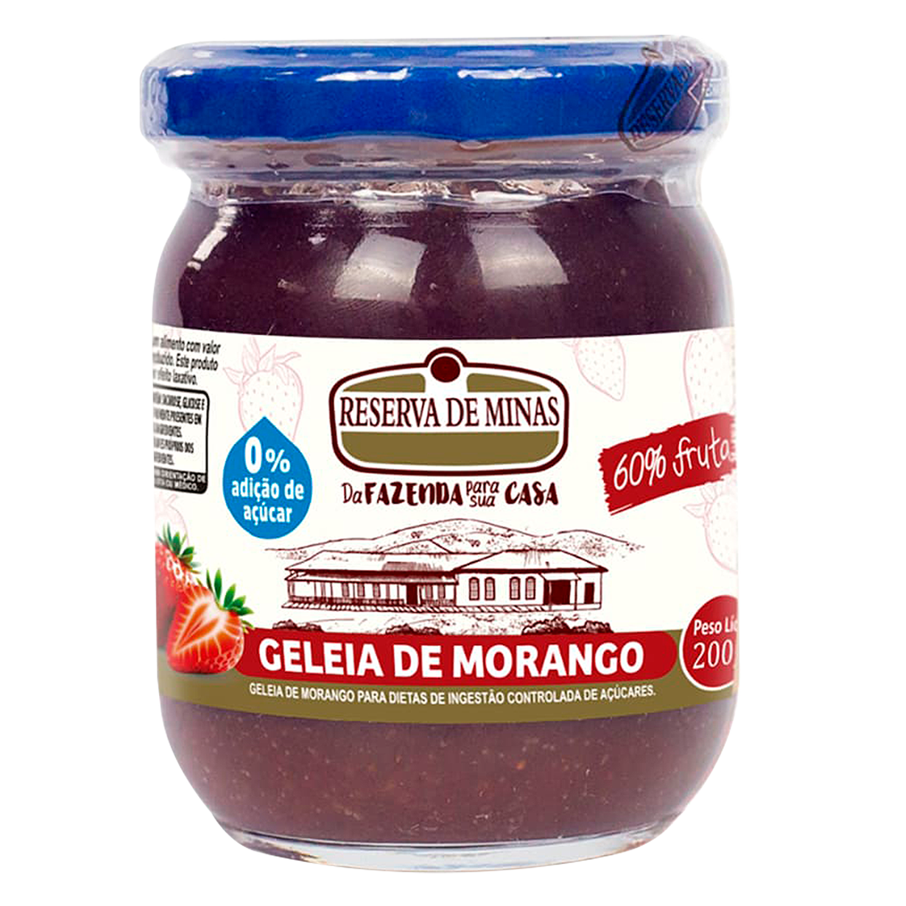 Gel&eacute;ia de Morango Zero Adi&ccedil;&atilde;o de A&ccedil;&uacute;car Reserva de Minas 200g