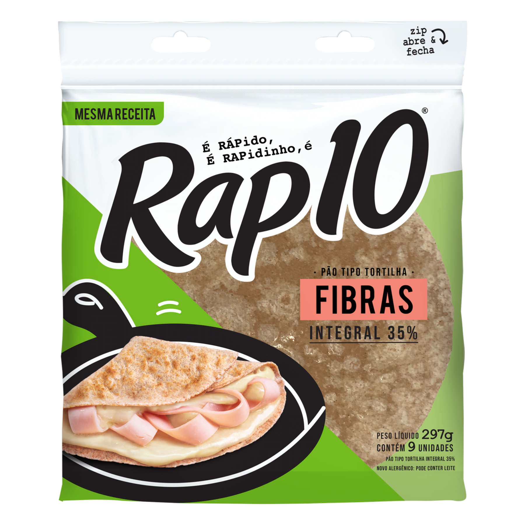 Pão Tortilha Integral Rap 10 Pouch 297g