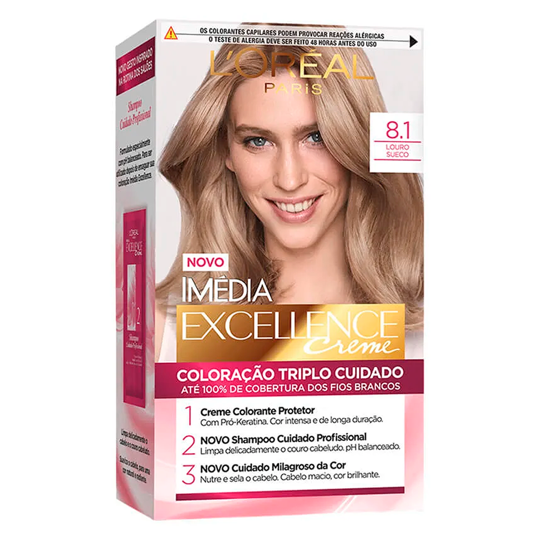 Kit Colora&ccedil;&atilde;o Creme 8.1 Louro Sueco L'or&eacute;al Paris Im&eacute;dia Excellence