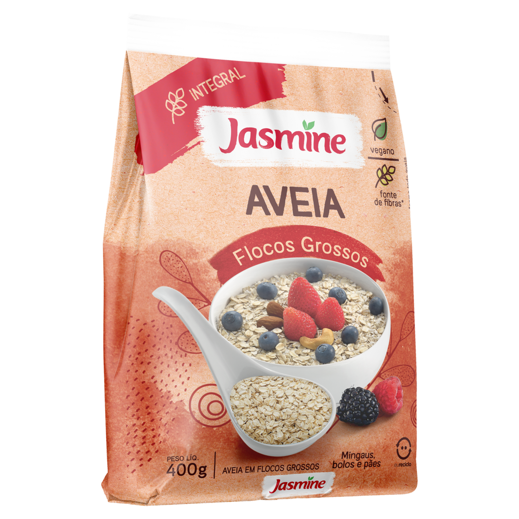 Aveia em Flocos Grossos Integral Jasmine Pacote 400g