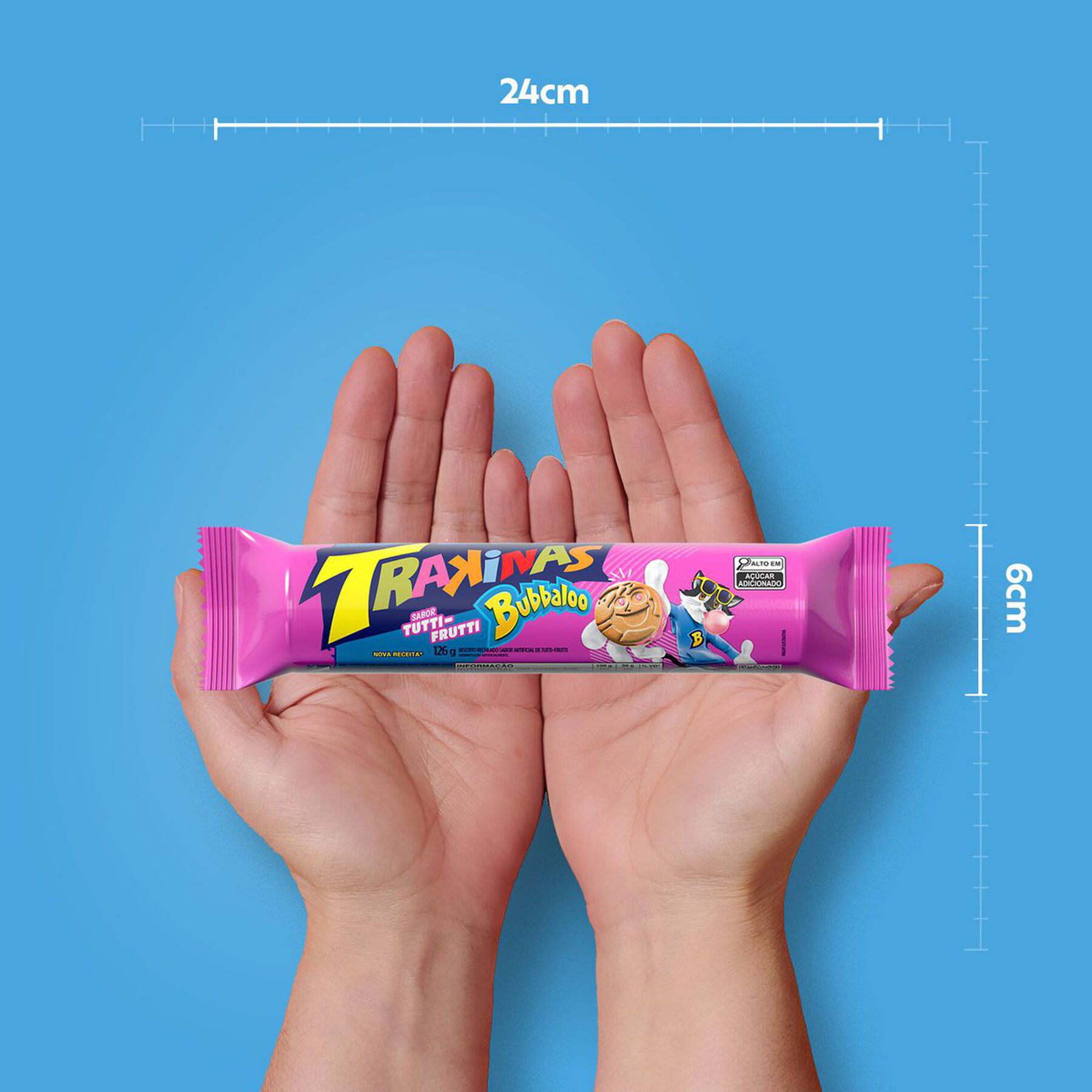 Biscoito Recheio Tutti Frutti Bubbaloo Trakinas Pacote 126g