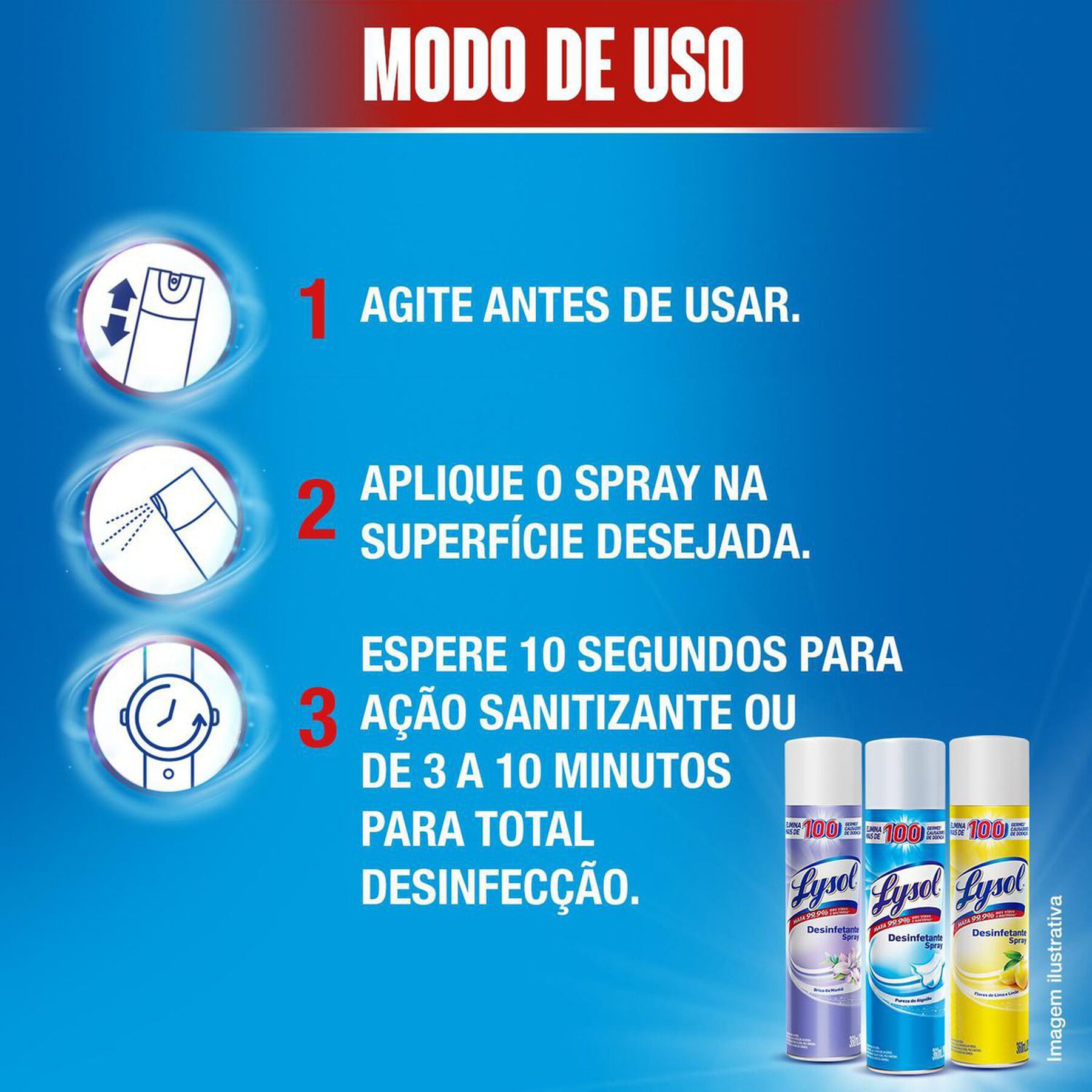 Desinfetante Uso Geral Spray Pureza do Algodão Lysol Frasco 360ml