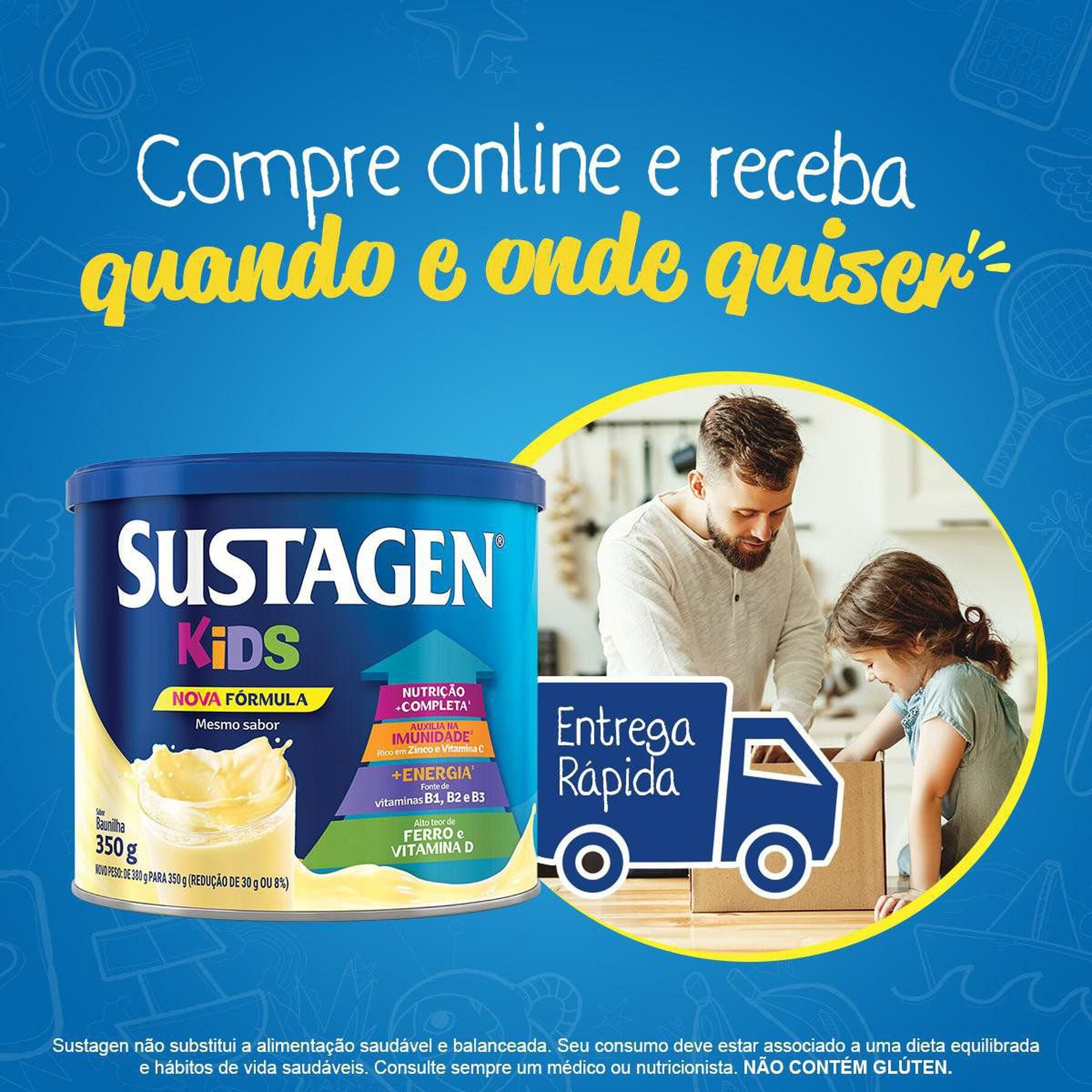 Complemento Alimentar Baunilha Sustagen Kids Lata 380g