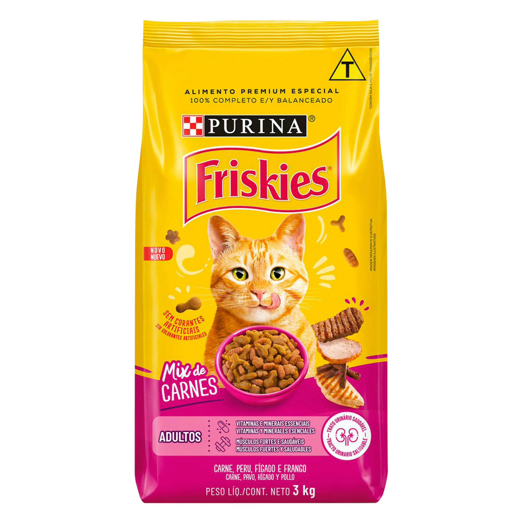 Alimento para Gatos Adultos Mix de Carnes Purina Friskies Pacote 3kg
