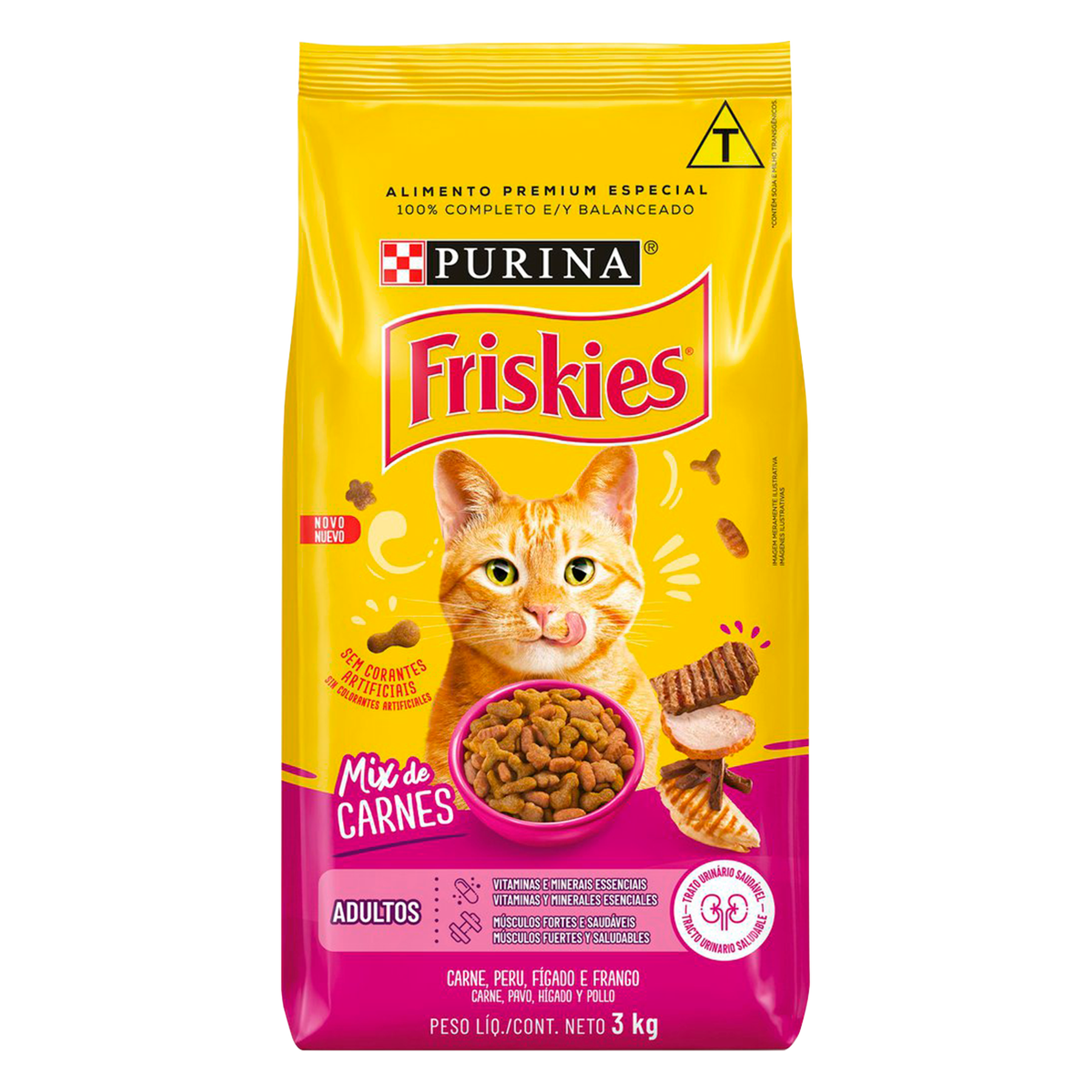 Alimento para Gatos Adultos Mix de Carnes Purina Friskies Pacote 3kg