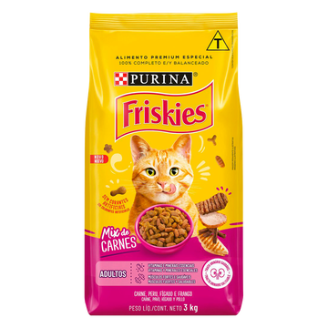 Alimento para Gatos Adultos Mix de Carnes Purina Friskies Pacote 3kg