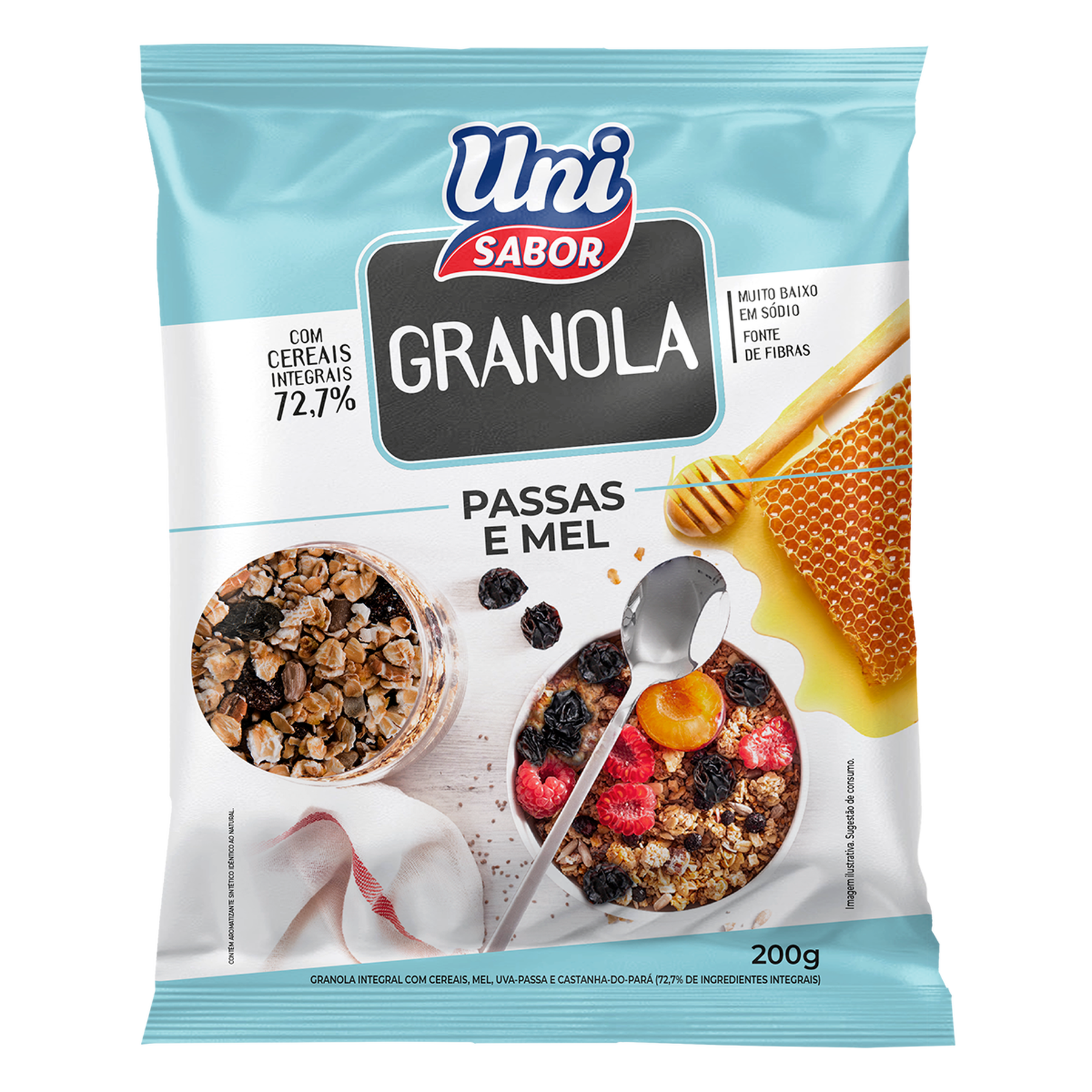 Granola Passas e Mel Uni Sabor Pacote 200g