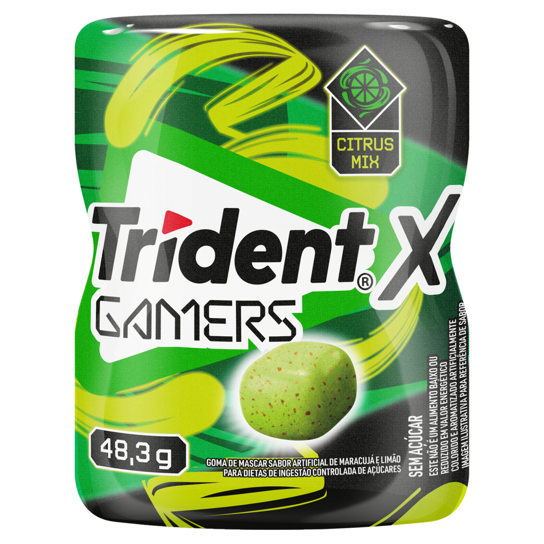 Goma de Mascar Citrus Mix Zero A&ccedil;&uacute;car Trident X Gamers Pote 48,3g
