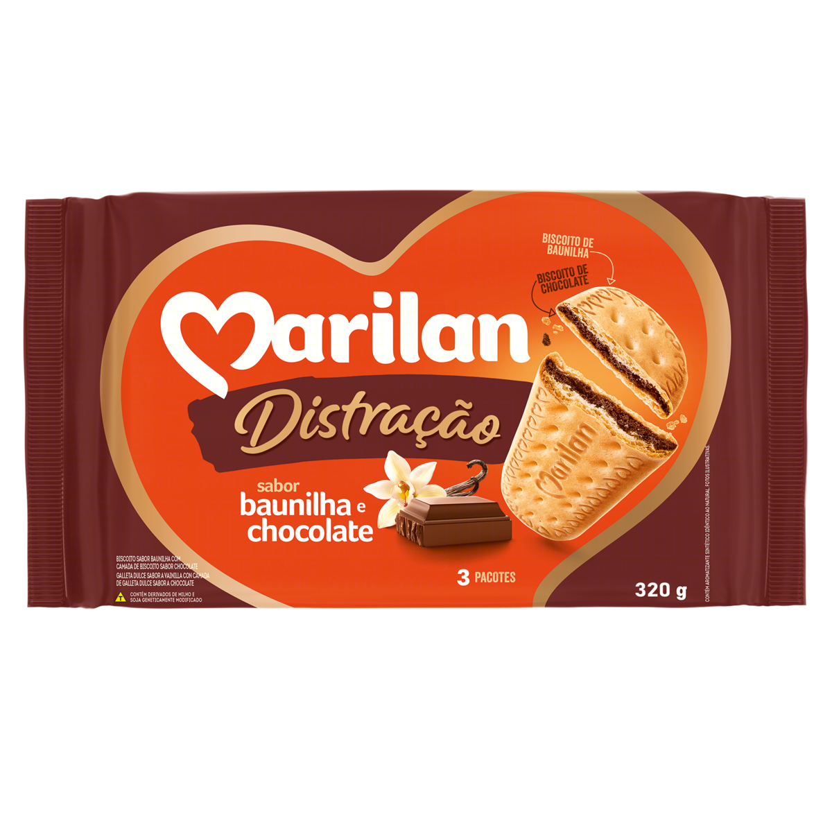 Biscoito Baunilha e Chocolate Distra&ccedil;&atilde;o Marilan Pacote 320g