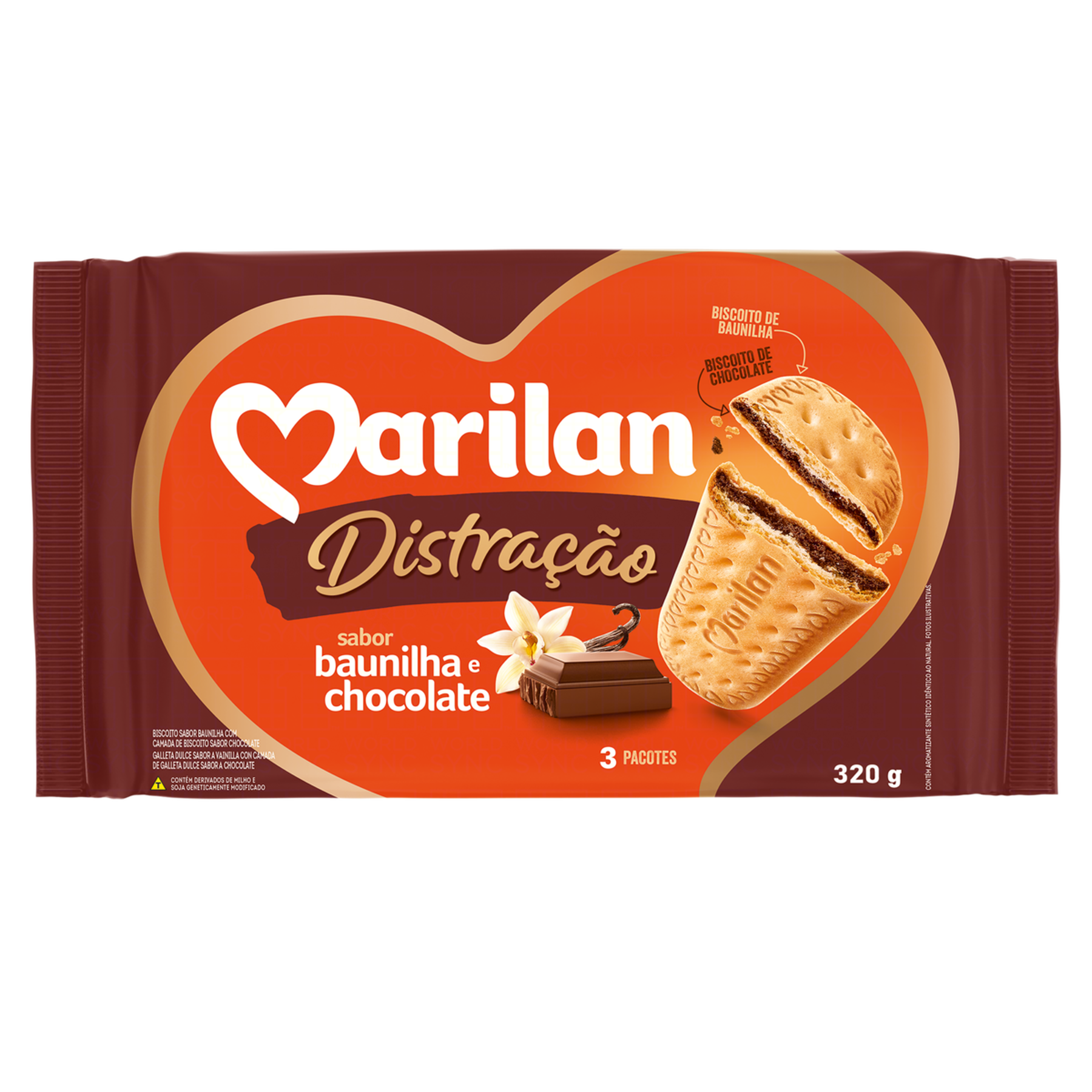 Biscoito Baunilha e Chocolate Distração Marilan Pacote 320g