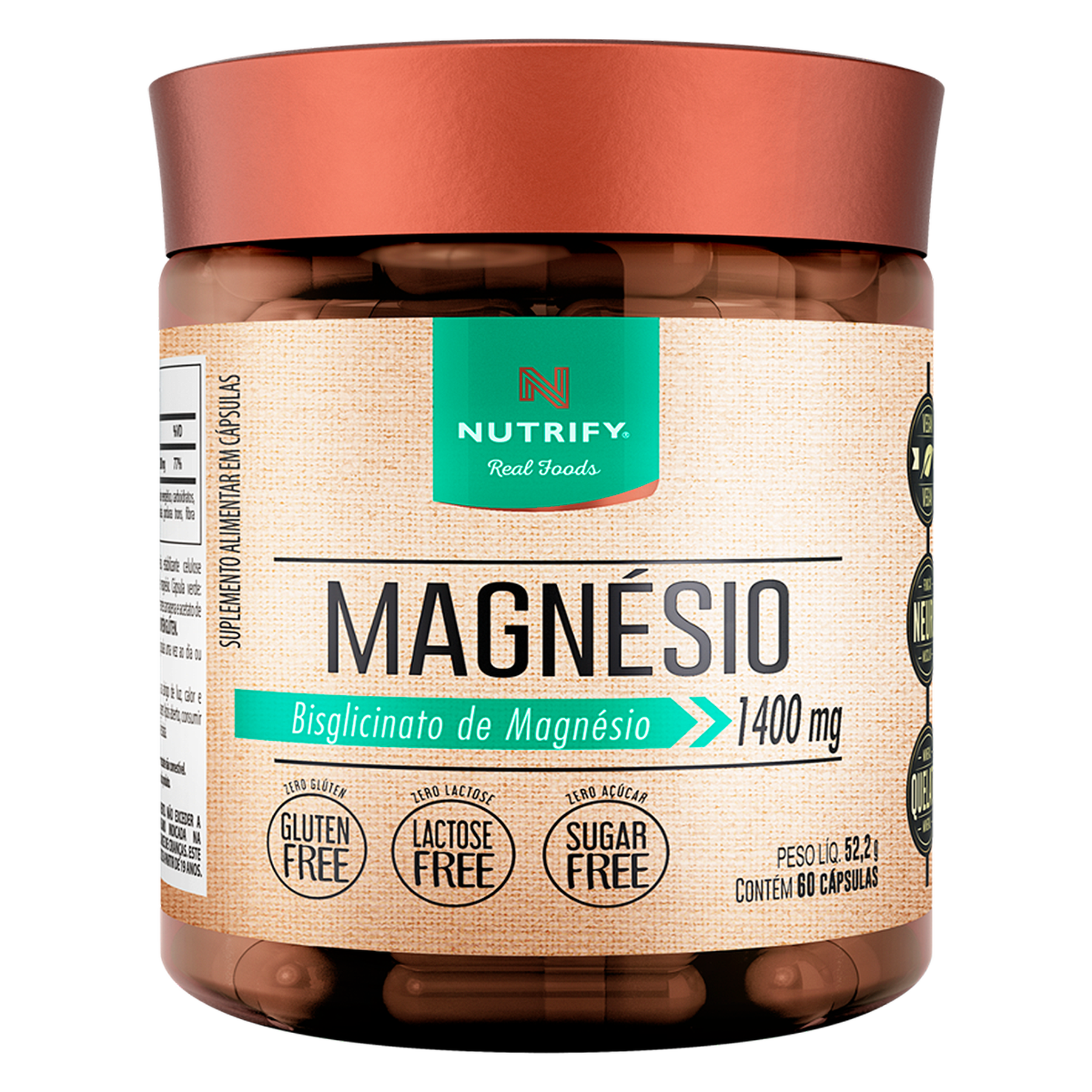 Magn&eacute;sio em C&aacute;psula Nutrify Pote 52,2g C/60 Unidades