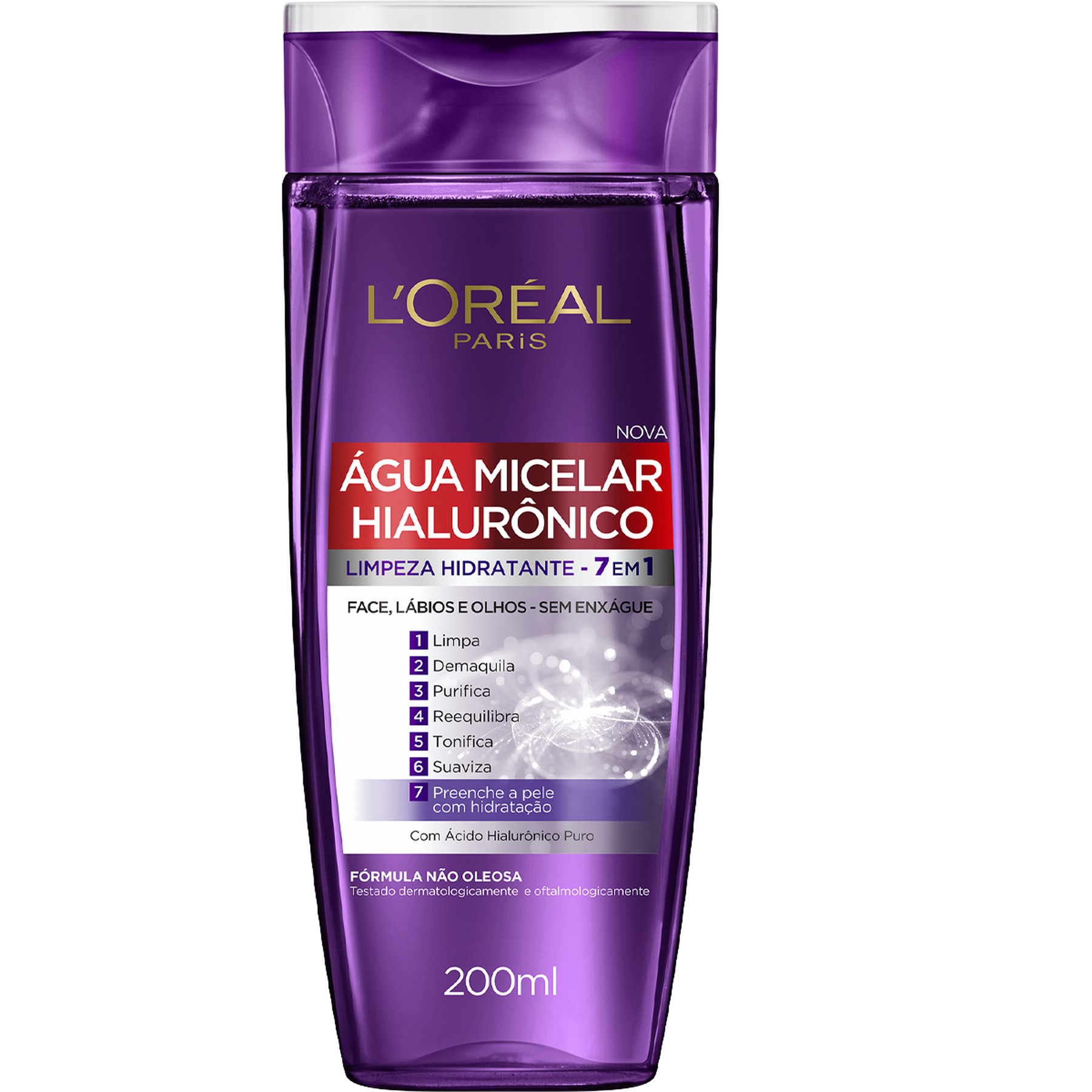 &Aacute;gua Micelar Hialur&ocirc;nico Limpeza Hidratante 7 em 1 L'or&eacute;al Paris 200ml
