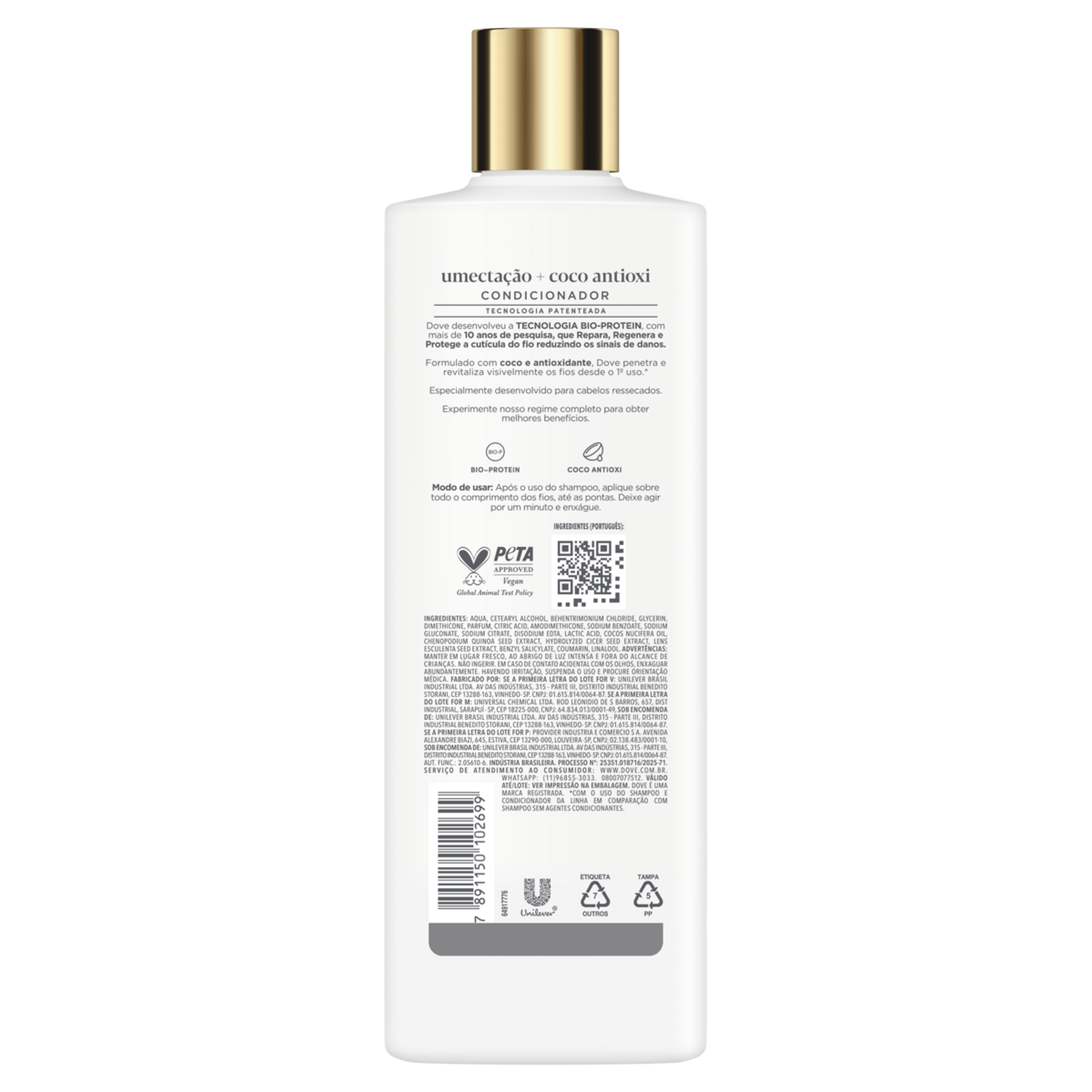 Condicionador Dove Umecta&ccedil;&atilde;o + Coco Antioxi Frasco 370ml