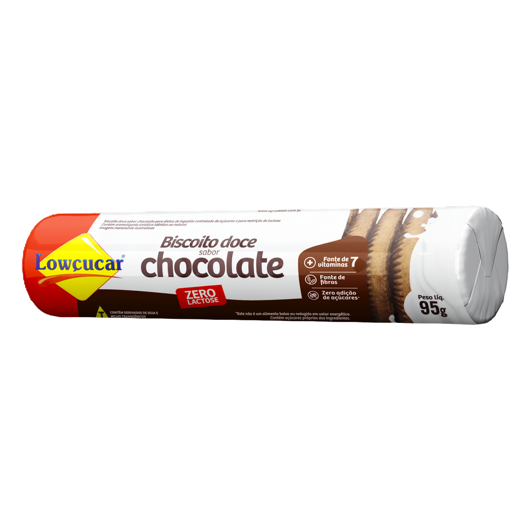 Biscoito Chocolate Zero Lactose Low&ccedil;ucar Pacote 95g
