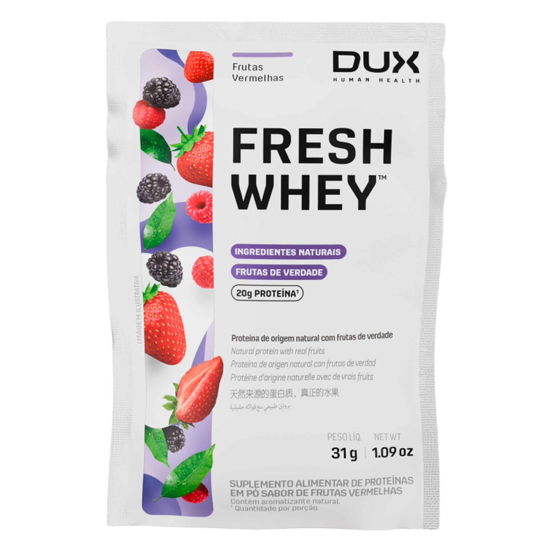 Whey Protein Fresh Whey Frutas Vermelhas Dux Human Health Pacote 31g