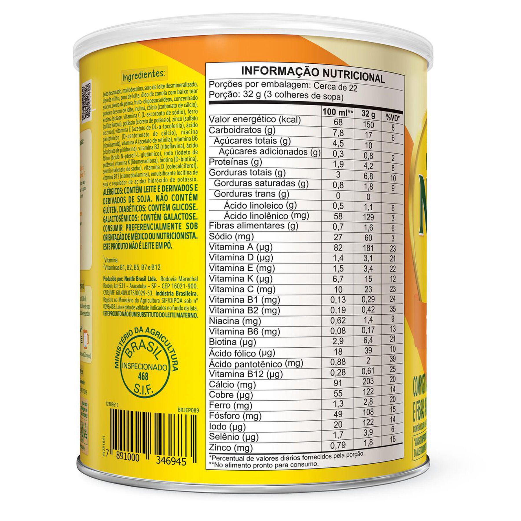 Composto L&aacute;cteo Zero Lactose Ninho Fases Nestl&eacute; Lata 700g
